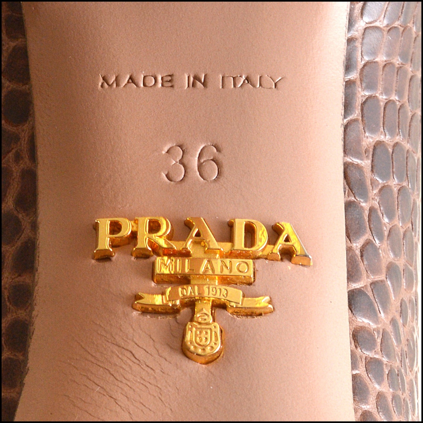 RDC14905 PRADA '11 Dark Rose Croc St. Coco Peep Toe Heels size 36