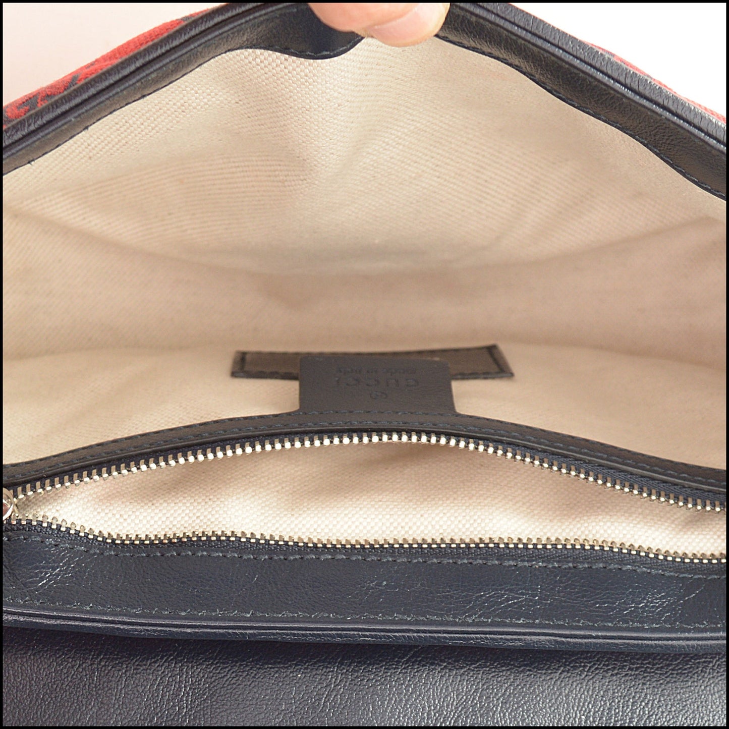 RDC15585 GUCCI Red Monogram Matelasse Diagonal Canvas Marmont Flap Bag
