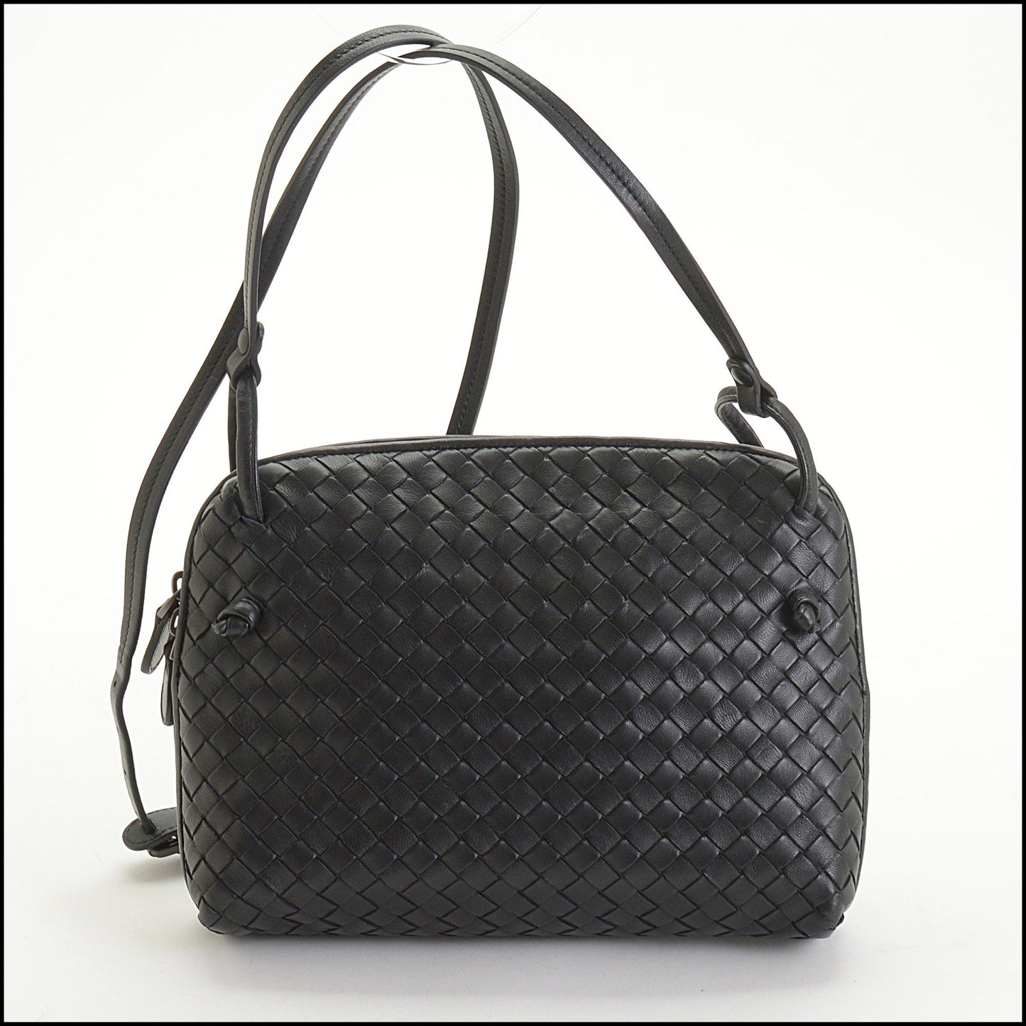 RDC14829 BOTTEGA VENETA 2010 Black Nappa Leather Intrecciato Nodini Crossbody