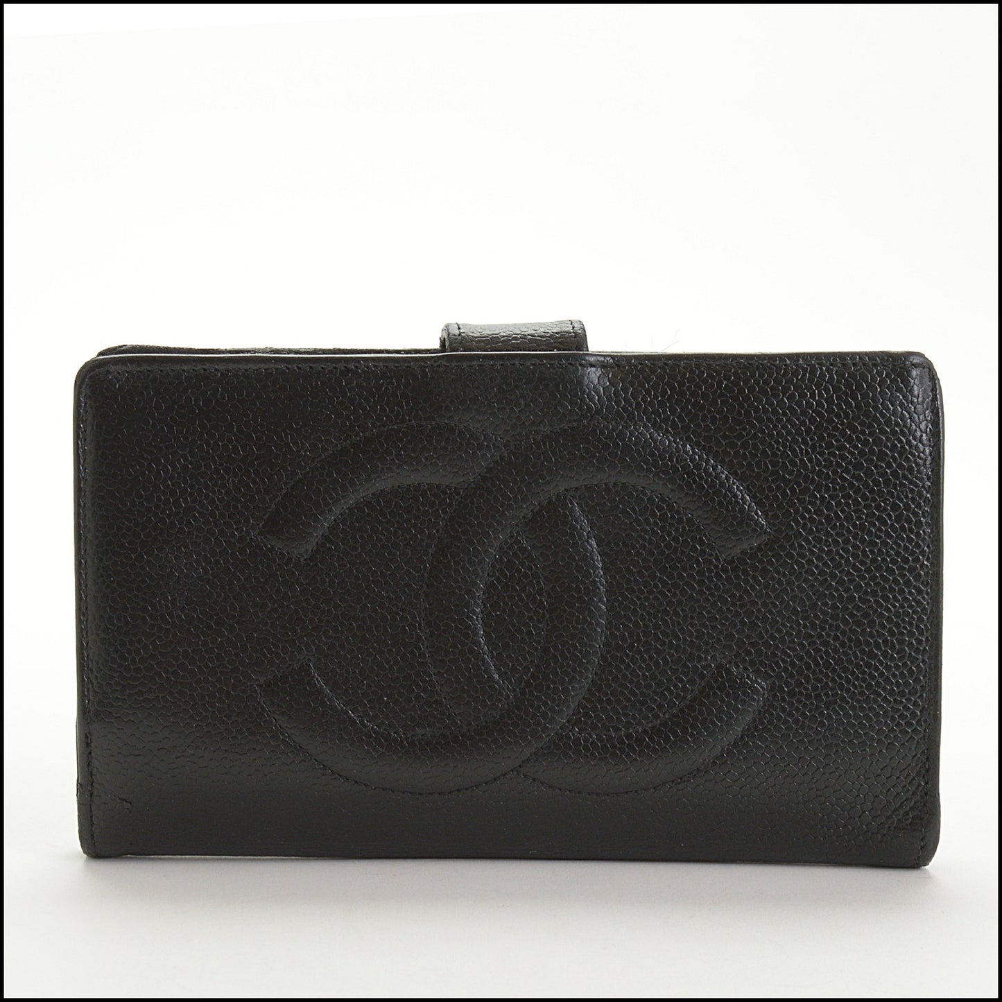 RDC14525 CHANEL '00-'02 Black Caviar Leather Timeless French Wallet