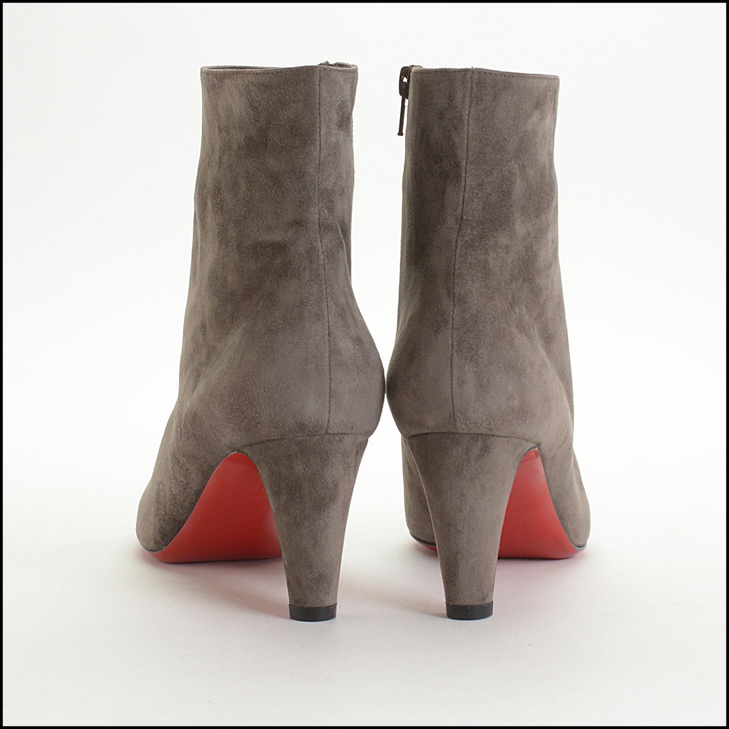 RDC14947 CHRISTIAN LOUBOUTIN Grey Suede High Heel Ankle Boots Size 39.5
