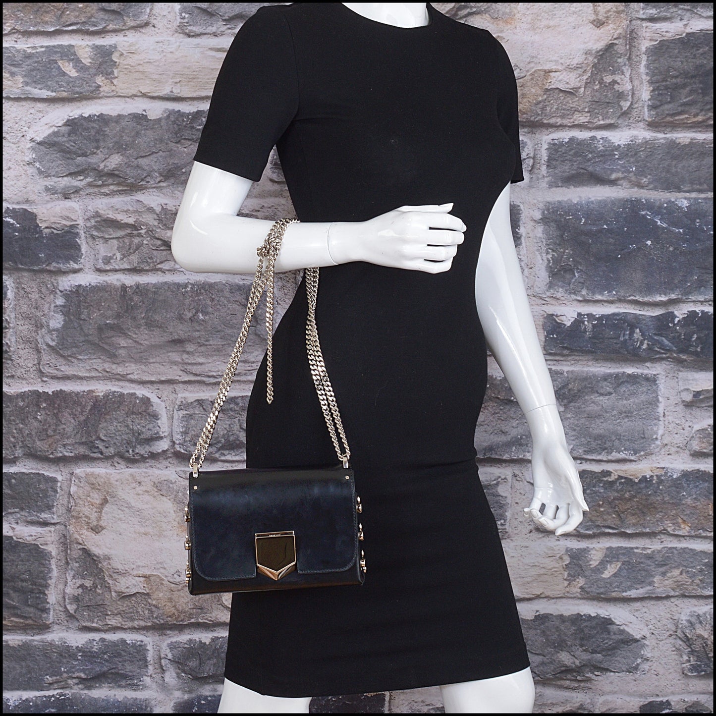 RDC15415 JIMMY CHOO Black Leather Lockett Bag