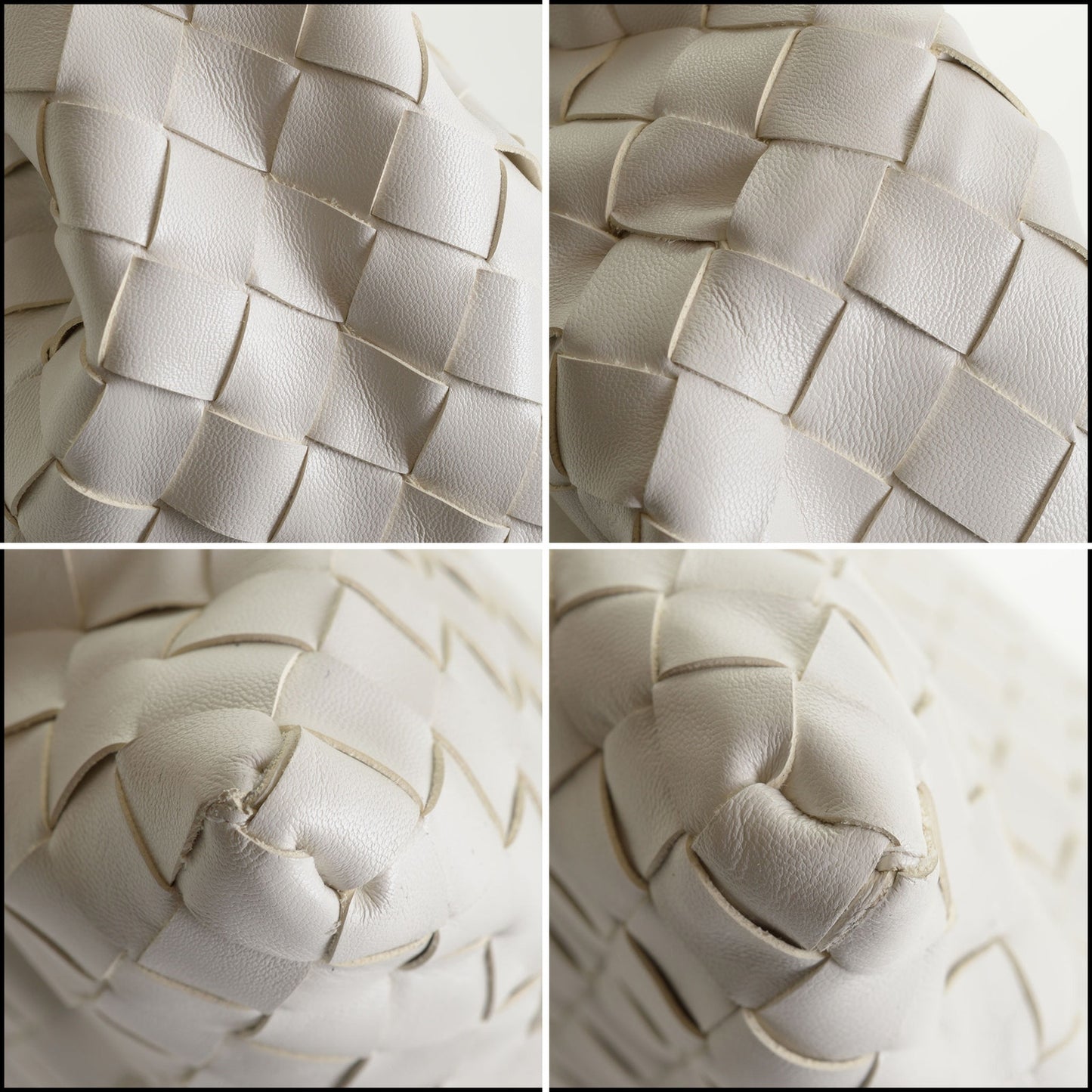 RDC14535 BOTTEGA VENETA White Intrecciato Calfskin Large Hop Bag