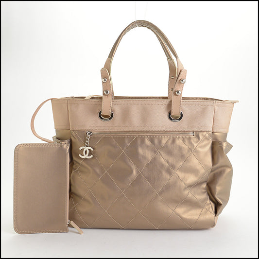 RDC14419 CHANEL Vintage '06-'08 Bronze Nylon Biarritz Tote Bag