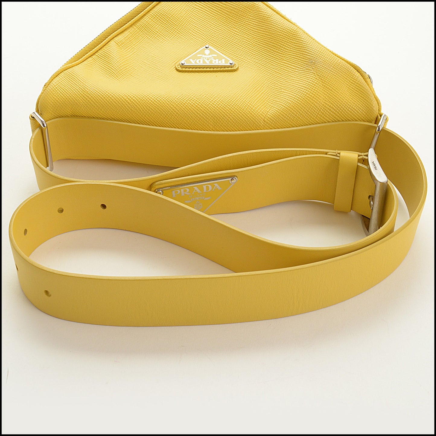 RDC15419 PRADA Yellow Saffiano Leather Triangle Belt Bag