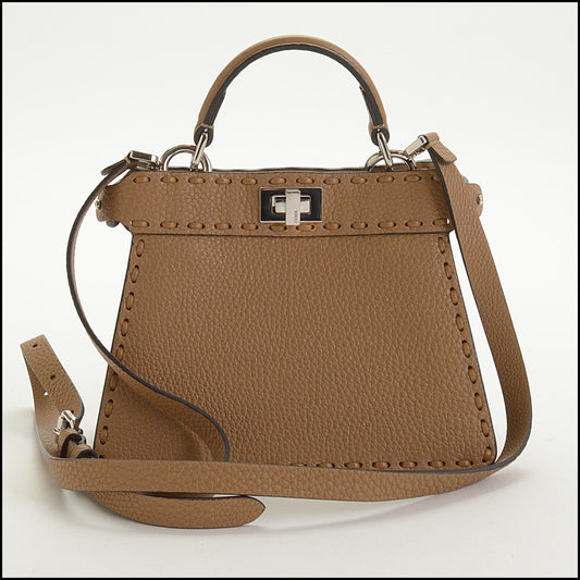 RDC14999 FENDI Selleria '24 Cappucino Calfskin Petite Peekaboo bag