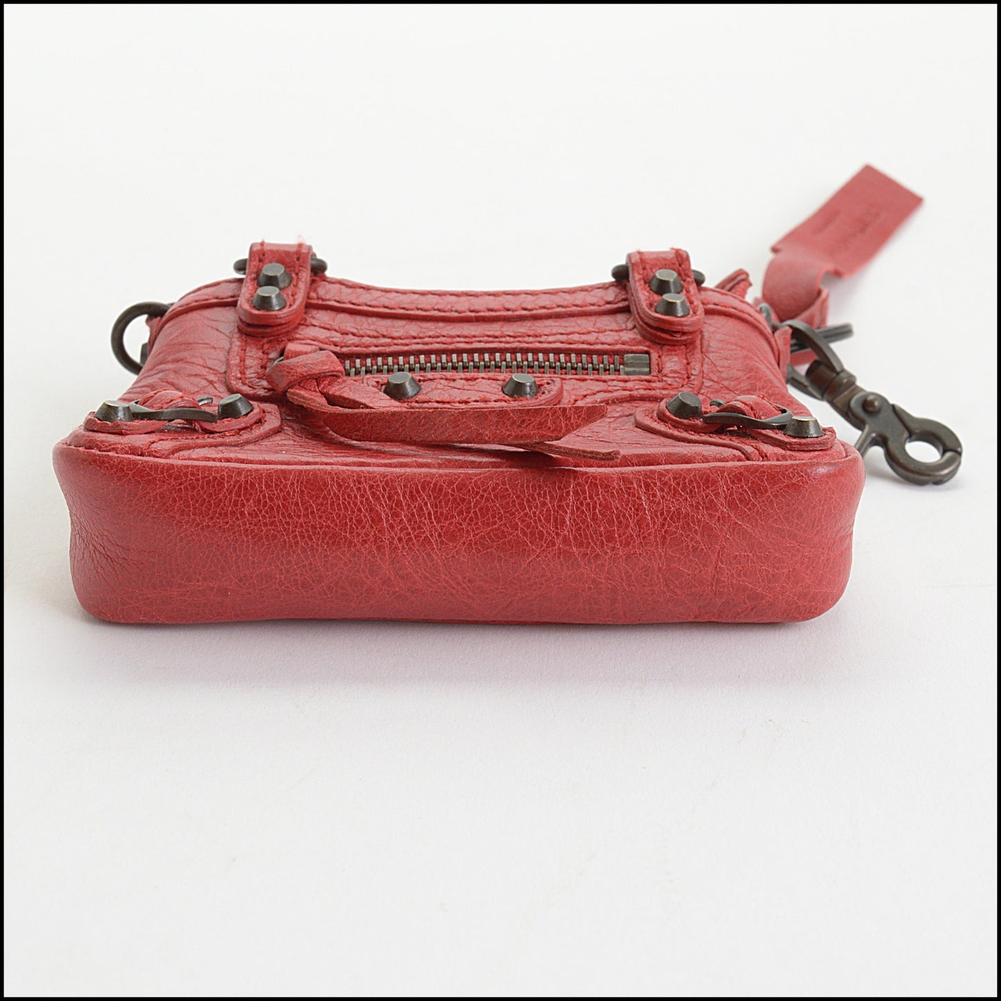 RDC14344 Authentic BALENCIAGA '12 Poppy Red Mini Moto Bag Charm Keyring
