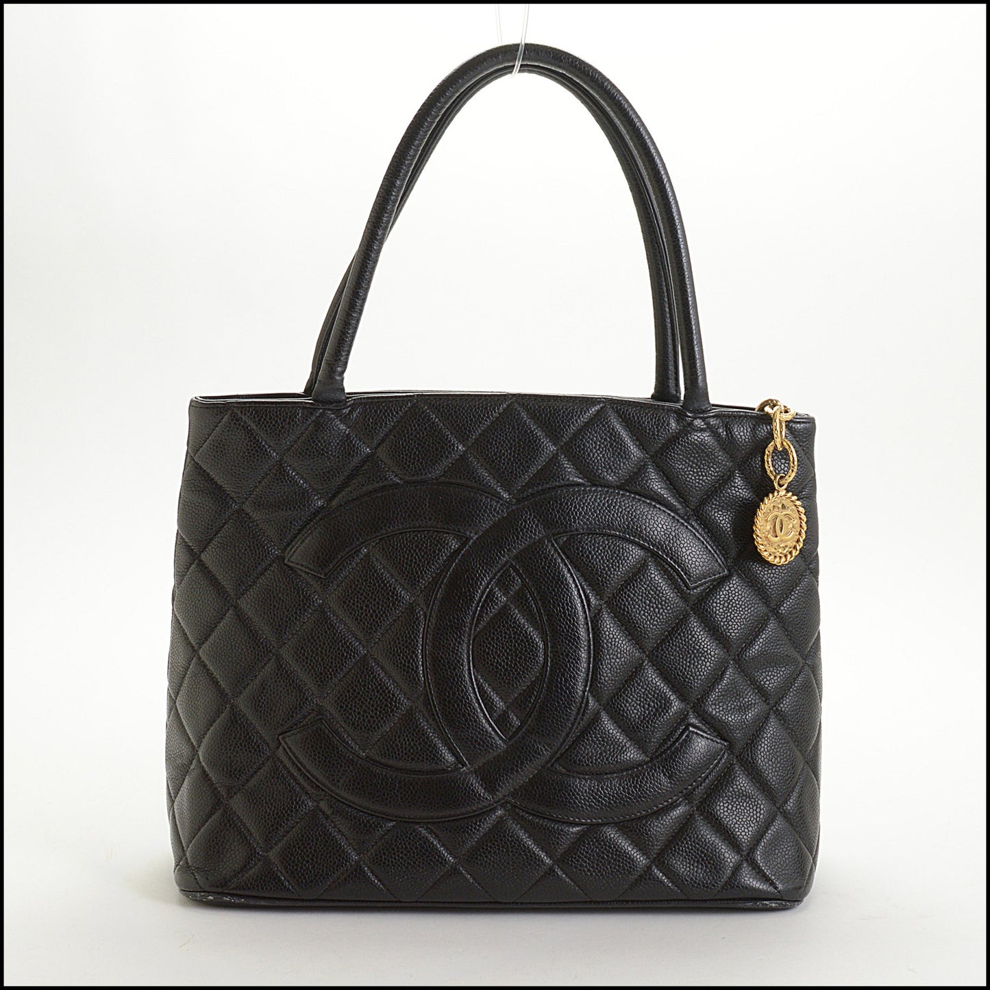 RDC14884 CHANEL '02 Black Caviar Gold Medallion Tote Bag