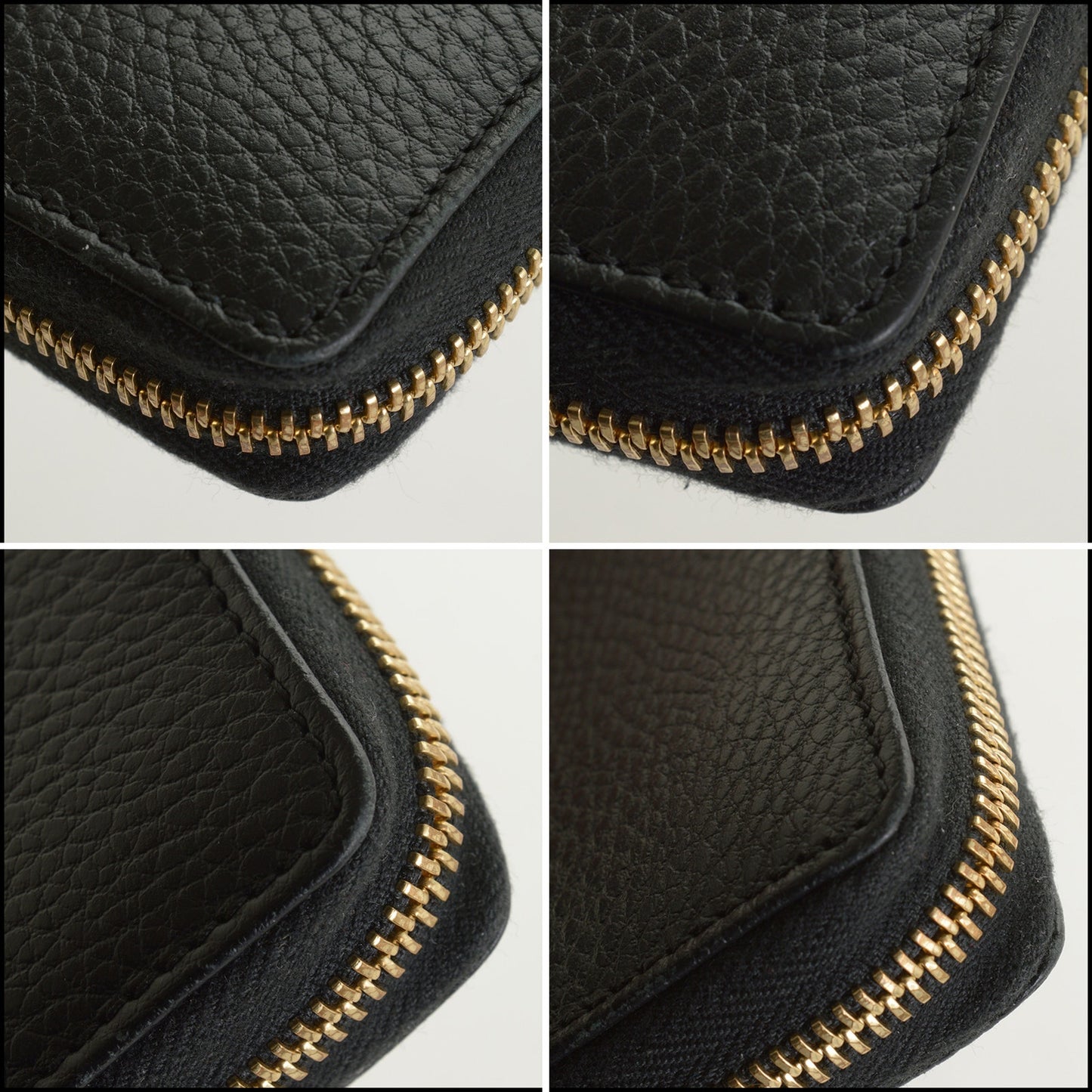 RDC15003 GUCCI Black Leather GG Marmont Zip Around Wallet