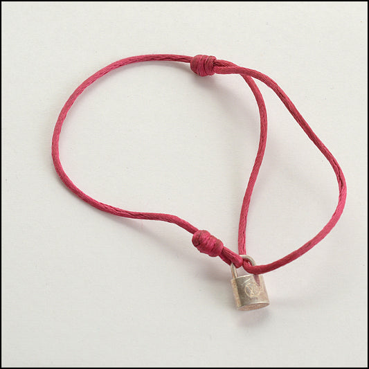 RDC15389 LOUIS VUITTON Silver Mini Lockit Red Cord Bracelet