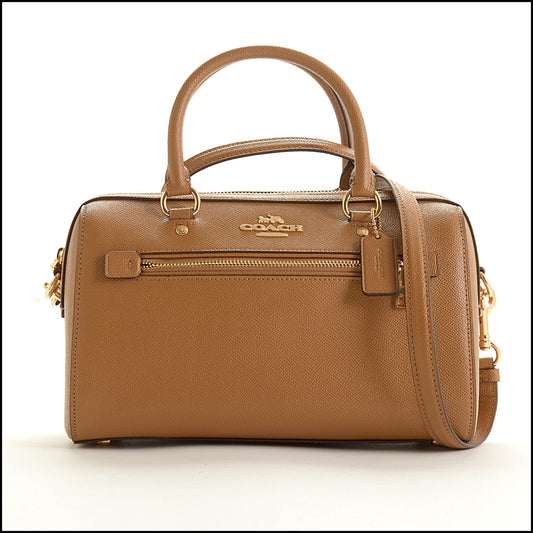 RDC15499 COACH Saddle Brown Grained Leather Rowan Bowler Bag