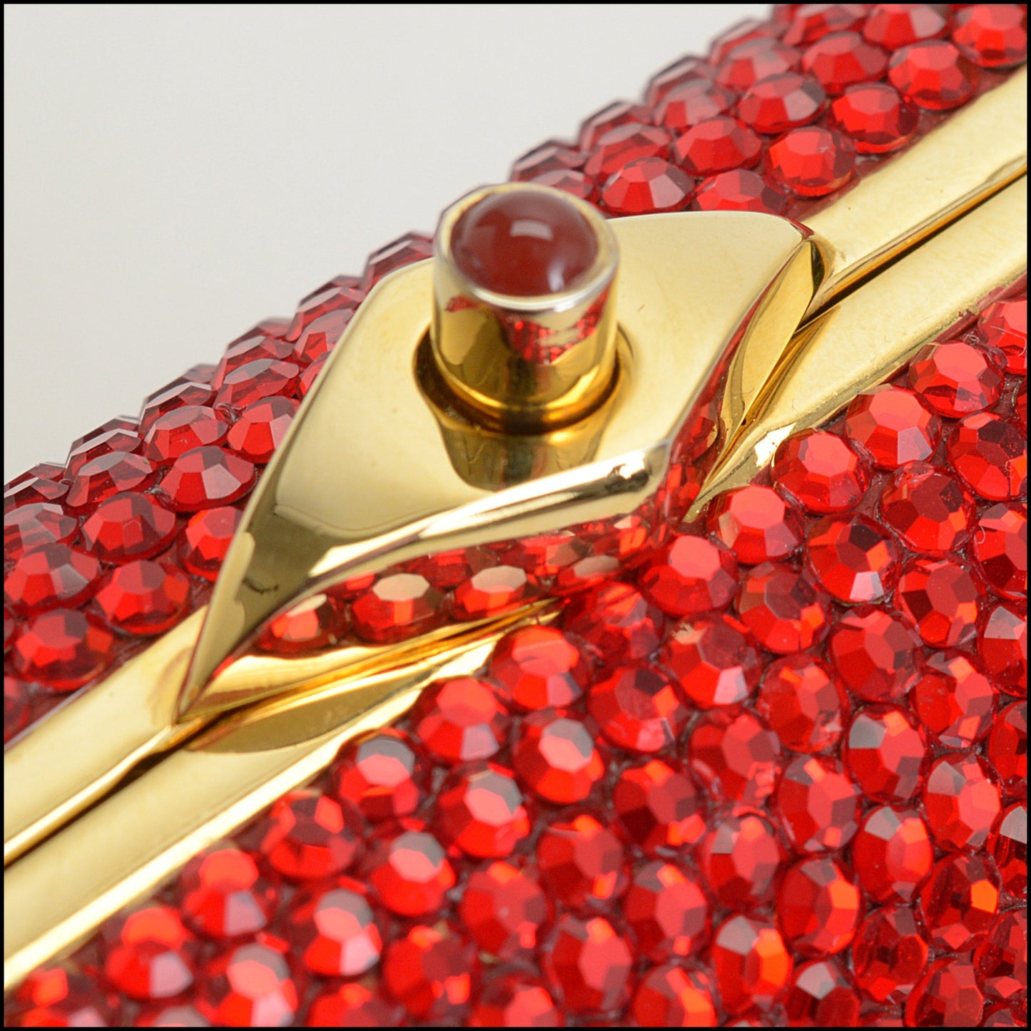 RDC14972 JUDITH LEIBER Red Crystal Minaudiere Evening Bag