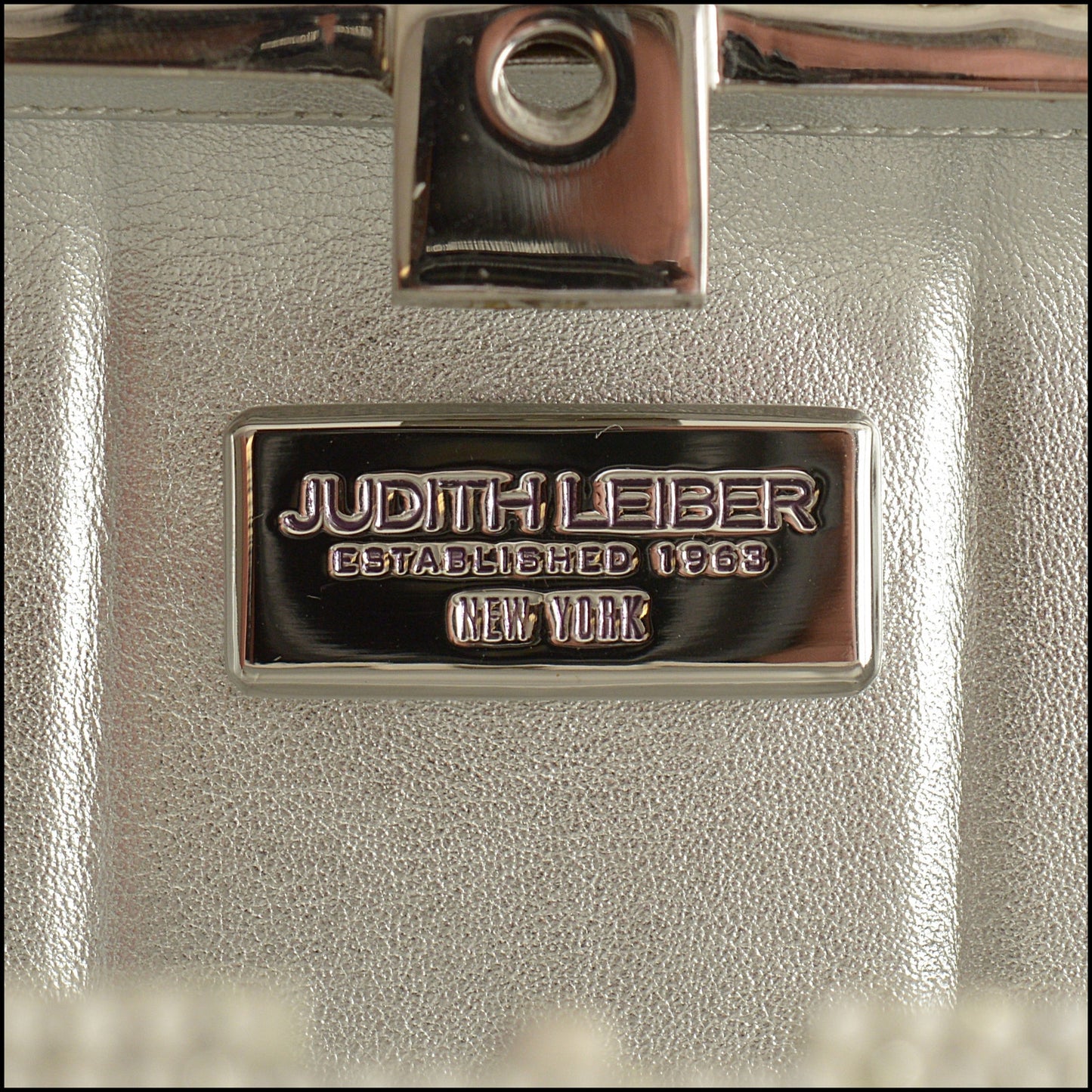 RDC15268 JUDITH LEIBER Silver/Black Telephone Crystal Box Minaudiere Bag