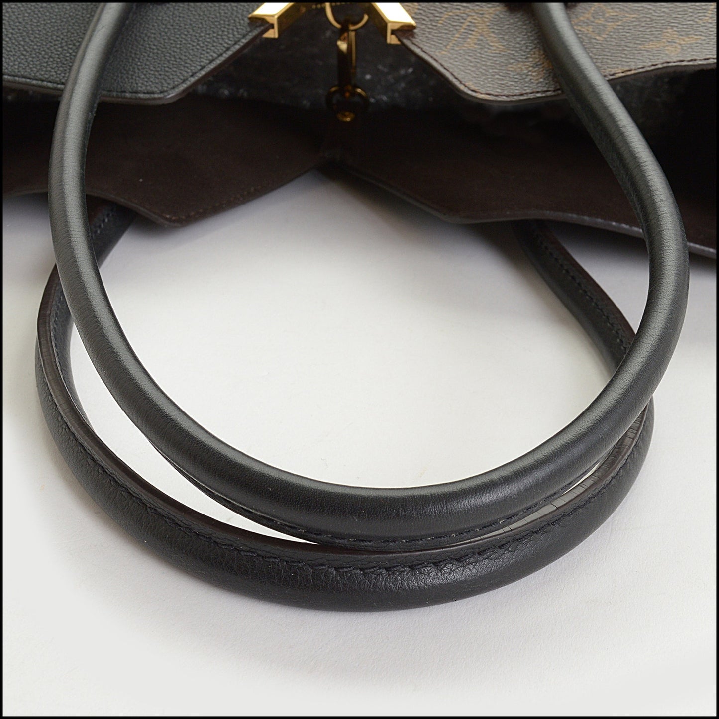 RDC14682 LOUIS VUITTON 2017 Black Leather/Monogram Canvas Kimono MM Tote Bag