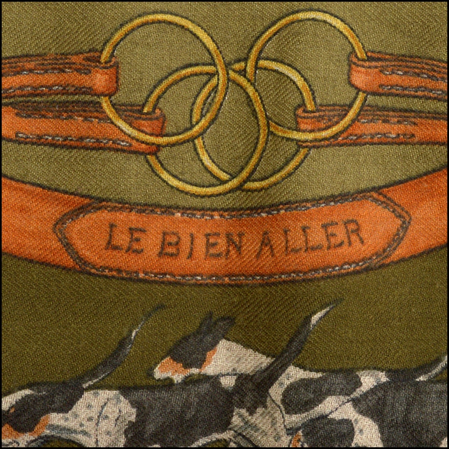 RDC15092 HERMES Vintage Green Cashmere, "Le Bien Aller" 90 Scarf