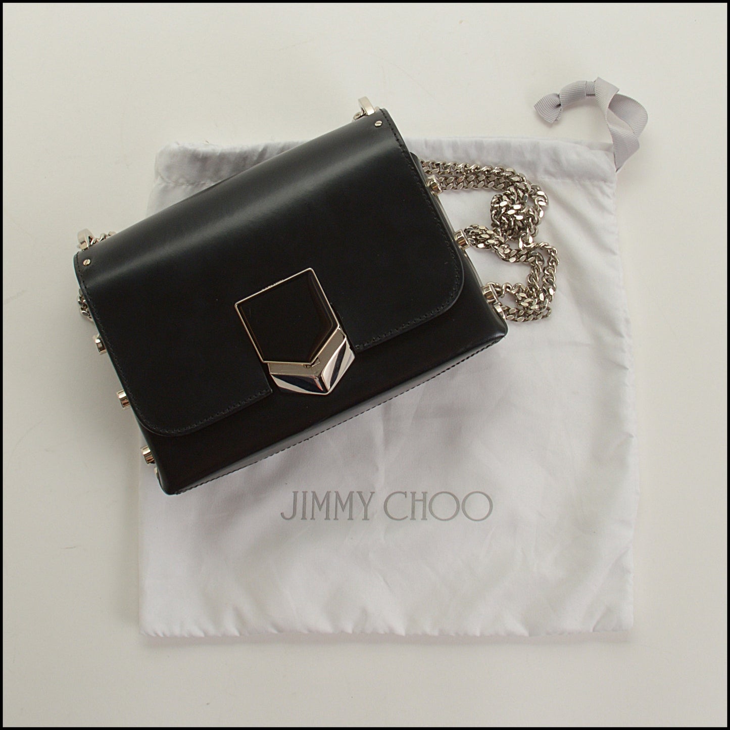 RDC15415 JIMMY CHOO Black Leather Lockett Bag