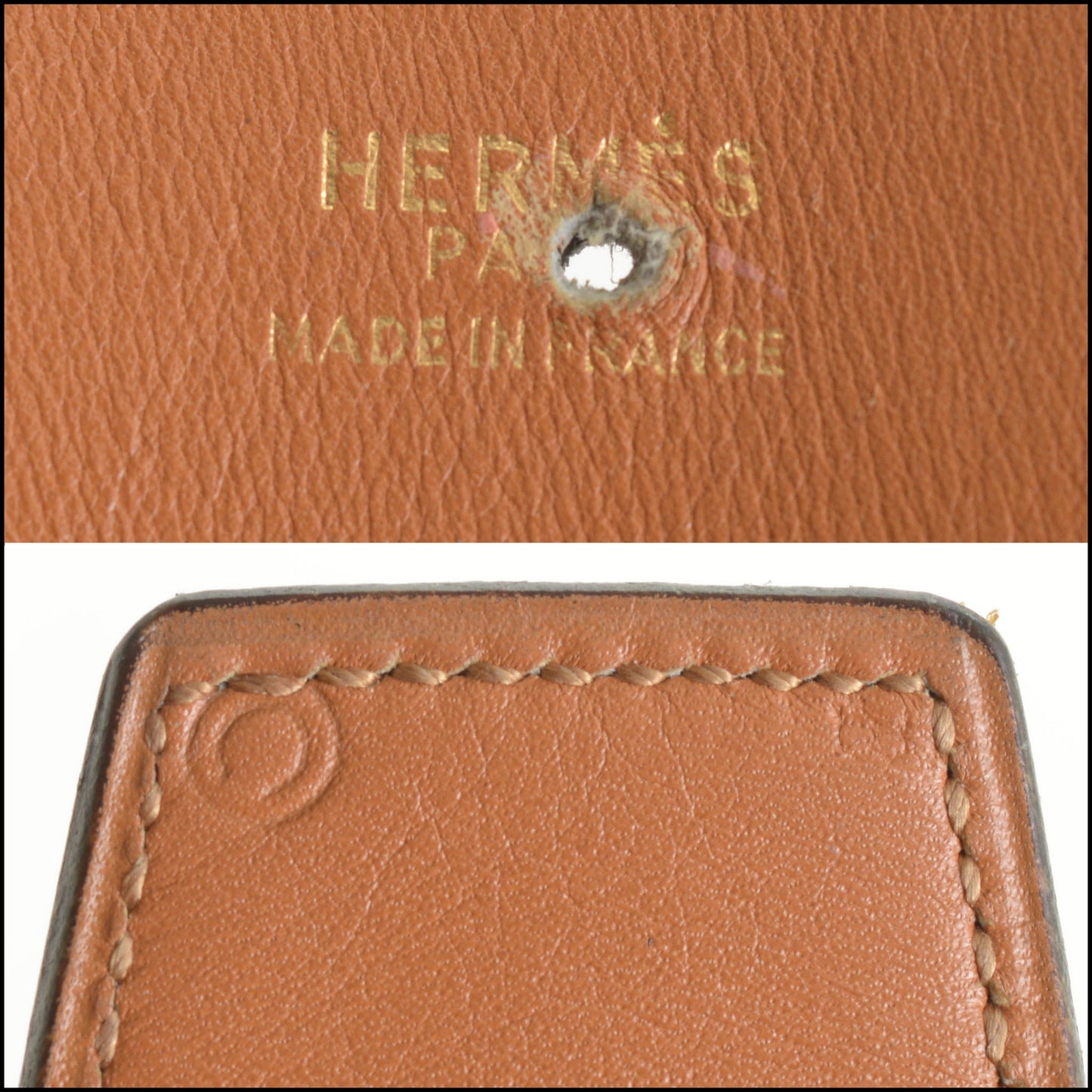 RDC14928 HERMES Black Leather Gold H Buckle Constance Belt Size XS 75/30