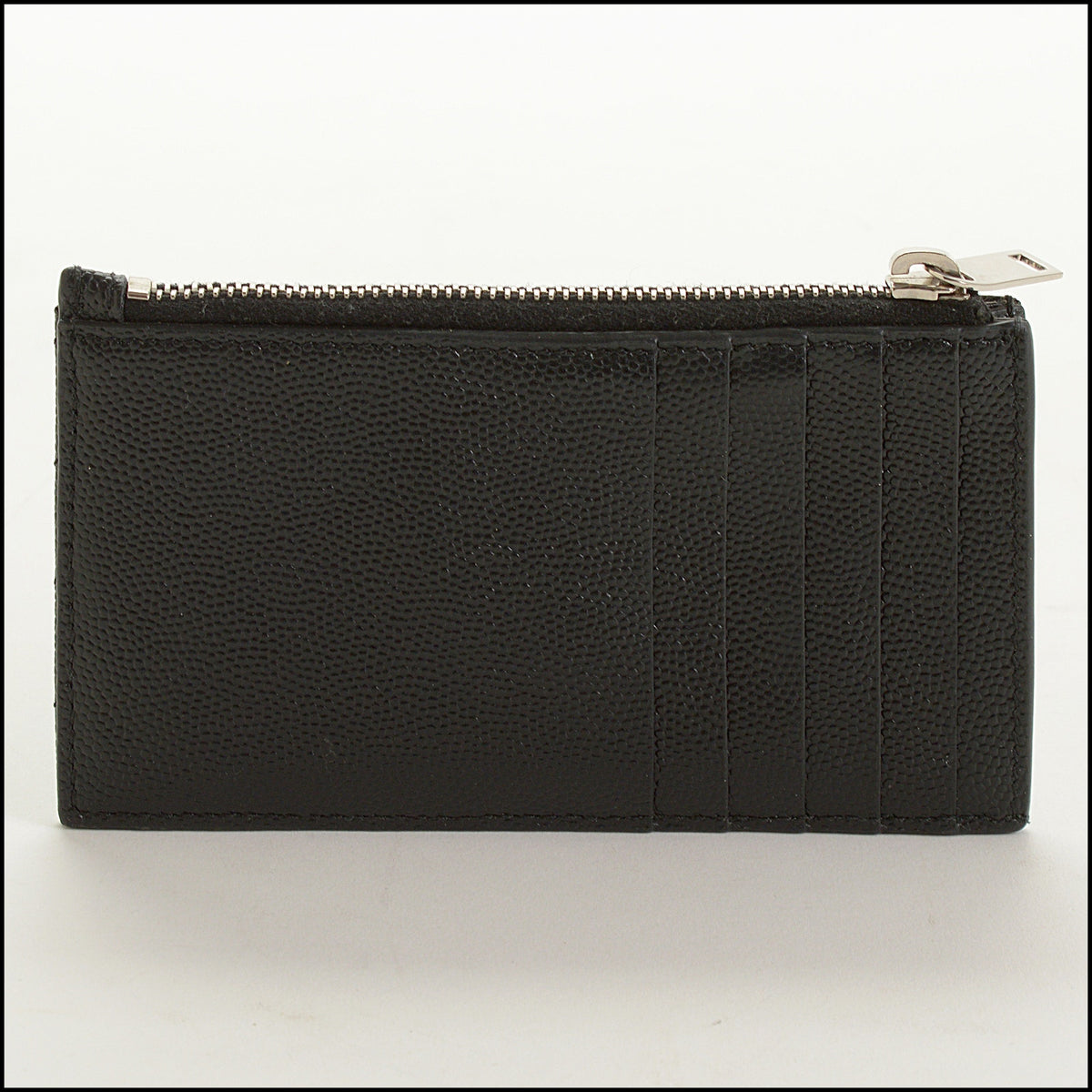 RDC15665 SAINT LAURENT Black Matelasse YSL Cassandre Zipped Card Case