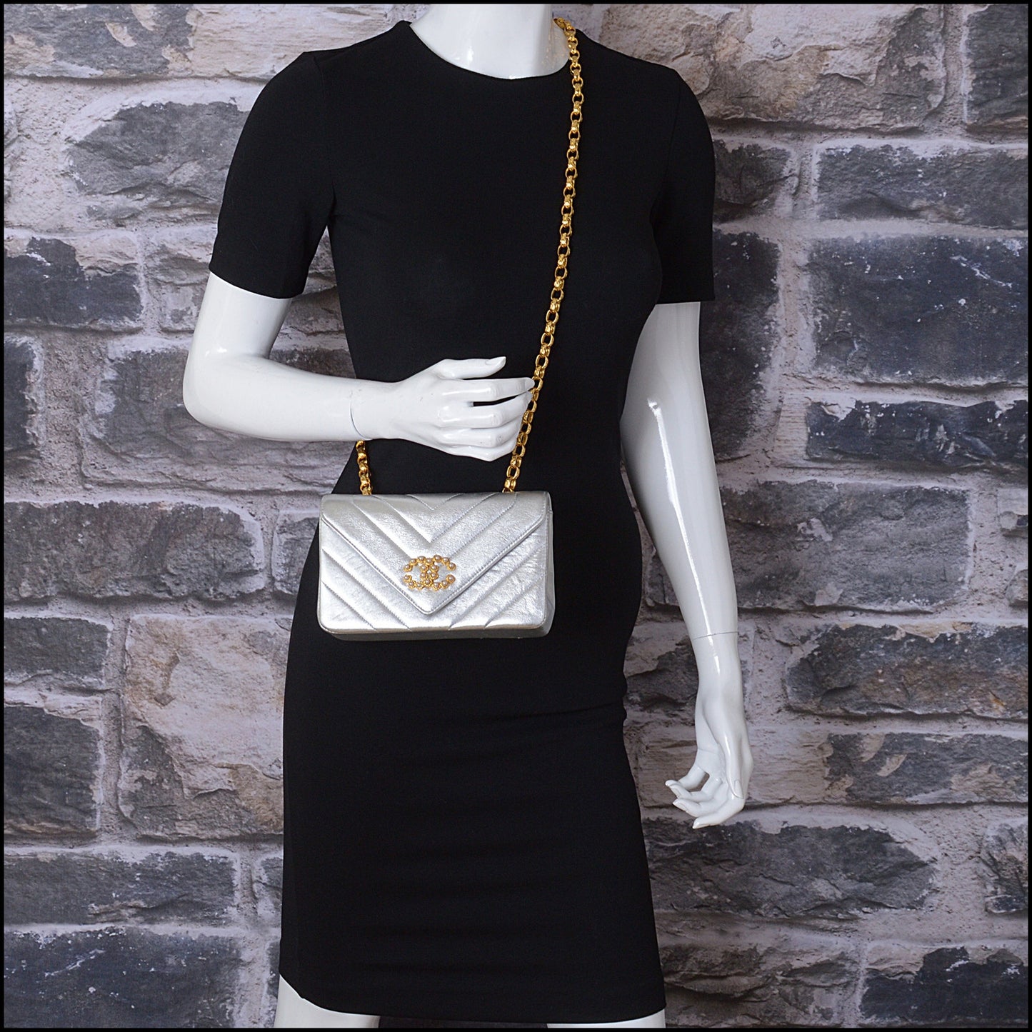 RDC14840 CHANEL Silver CC Flap Mini Lambskin '91-94