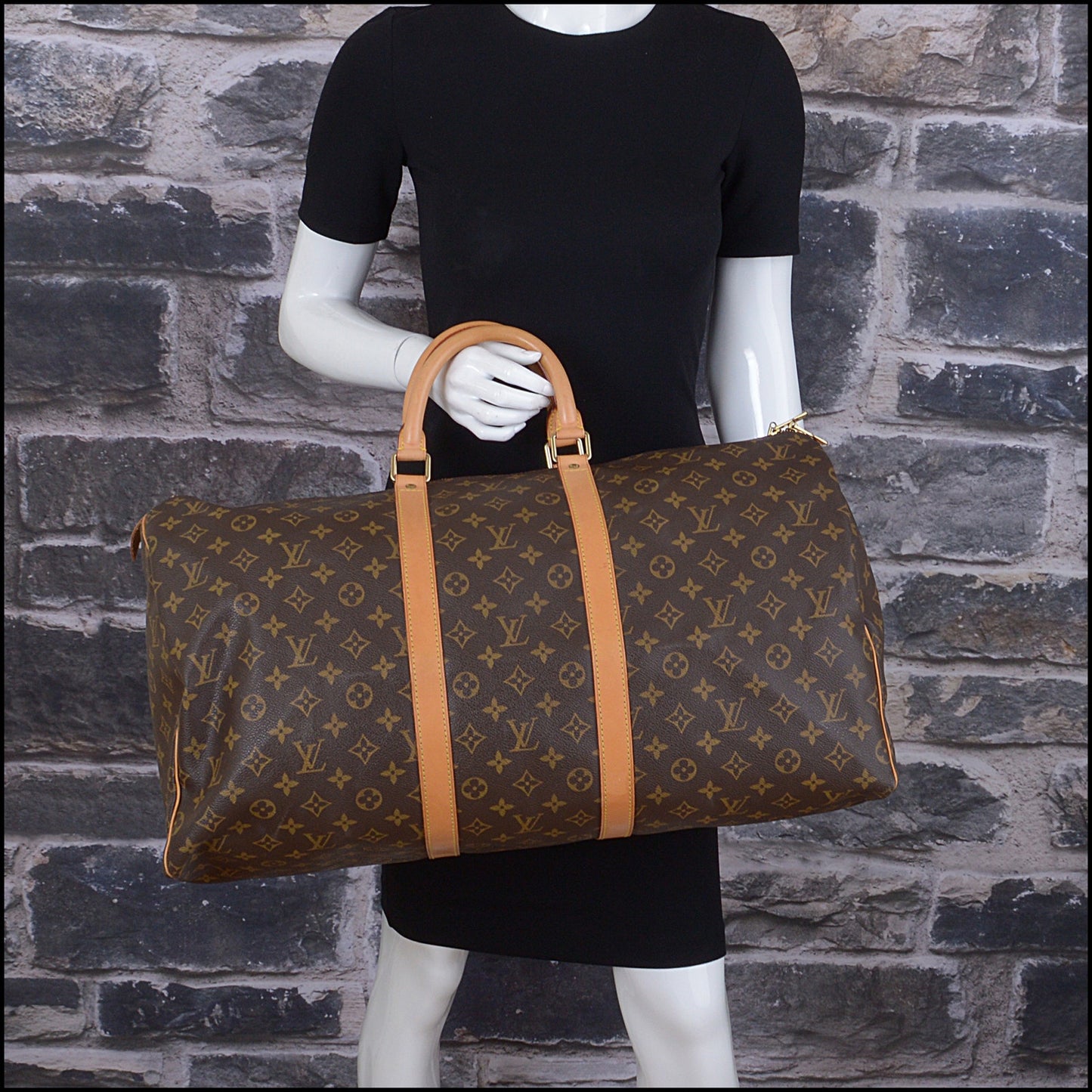 RDC14978 LOUIS VUITTON Brown Monogram Canvas Keepall 55 Duffle Bag