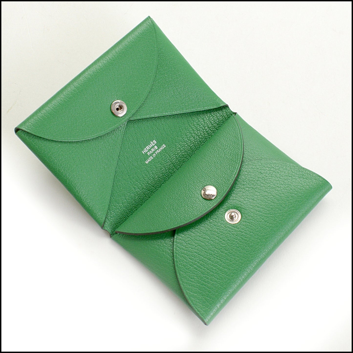 RDC15422 HERMES '22 Green Mysore Chevre CalviDuo Compact Wallet