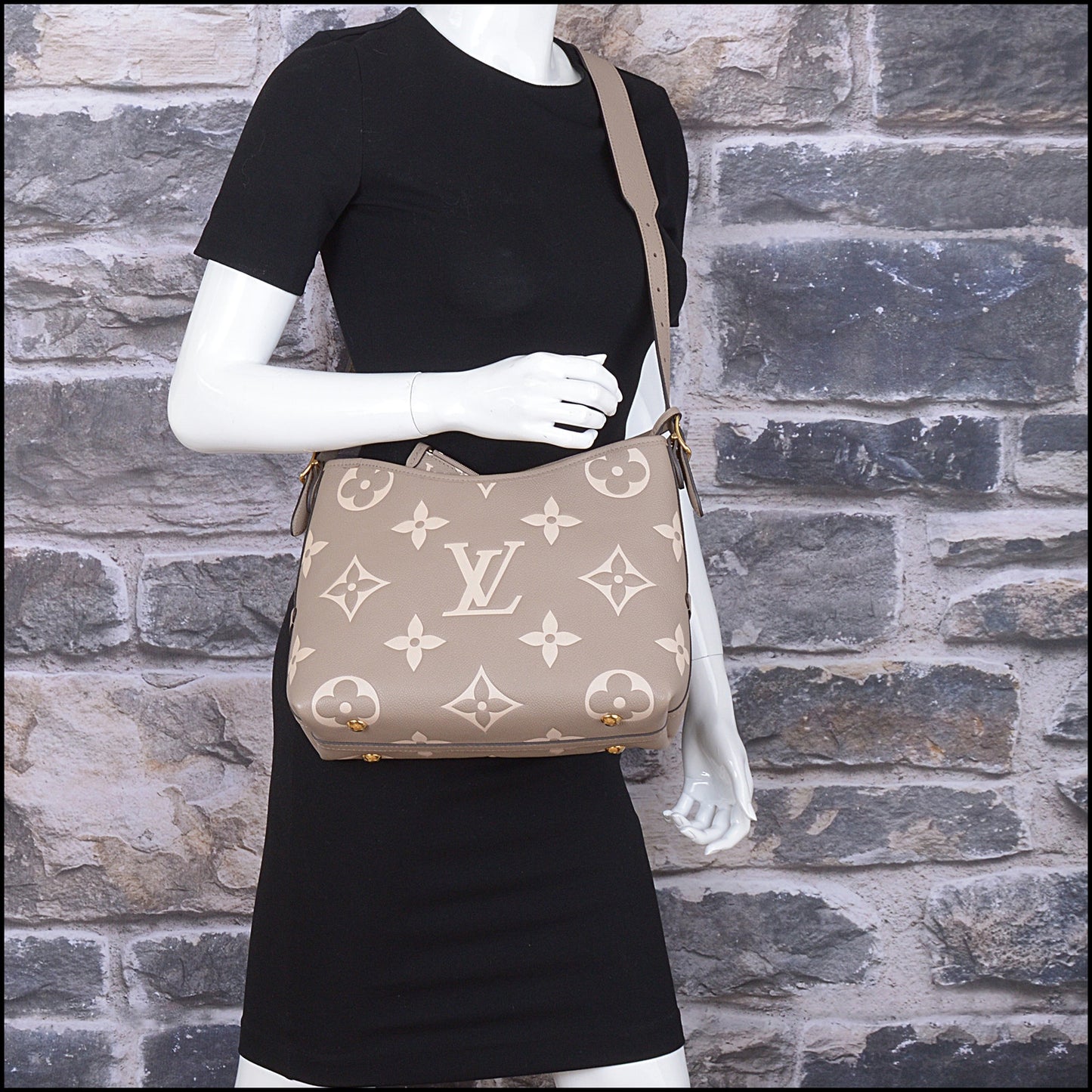 RDC14907 LOUIS VUITTON Bicolor Grey/Beige Monogram Empreinte Carryall PM