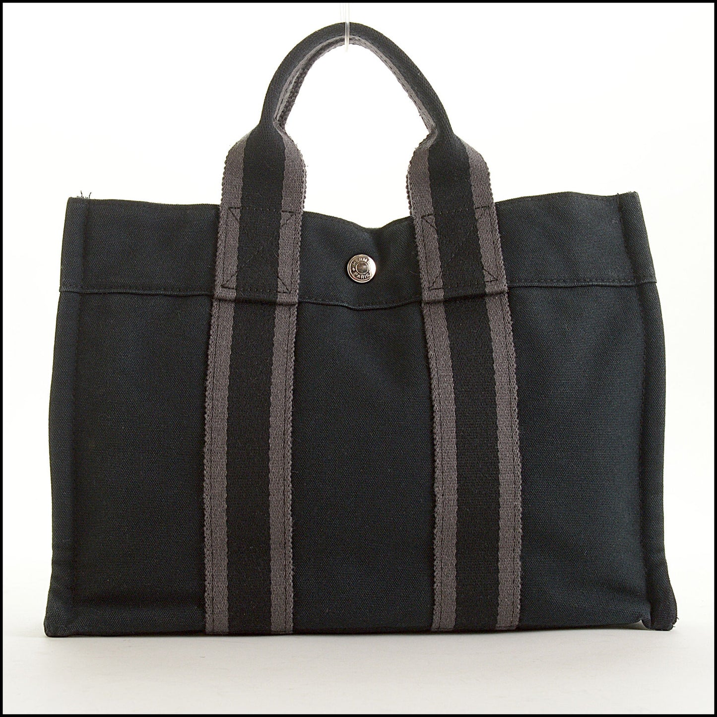 RDC15582 HERMES Black Canvas Fourre-Tout PM Mini Tote Bag