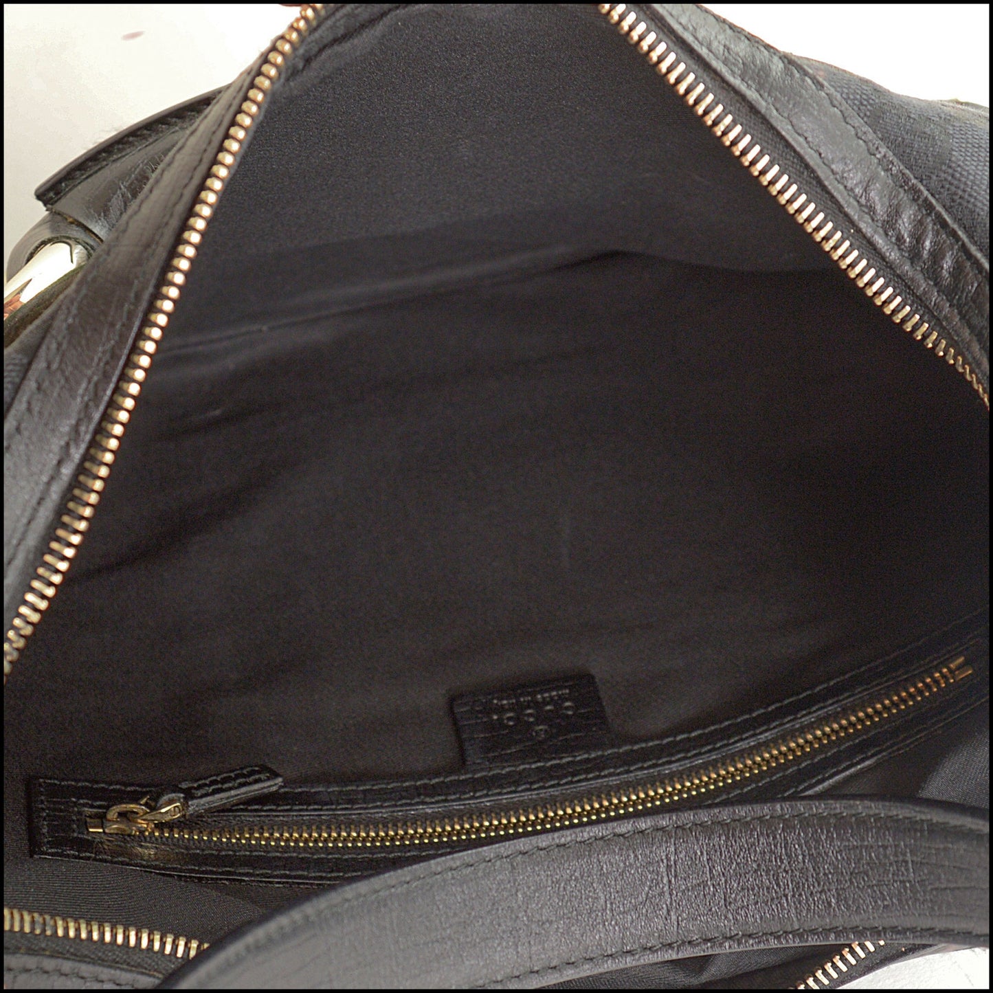 RDC15595 GUCCI Black GG Canvas Red/Gree Web Stripe Horsebit Hobo Bag