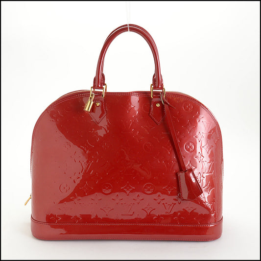 RDC14755 LOUIS VUITTON Red Vernis Monogram Leather Alma GM Handbag