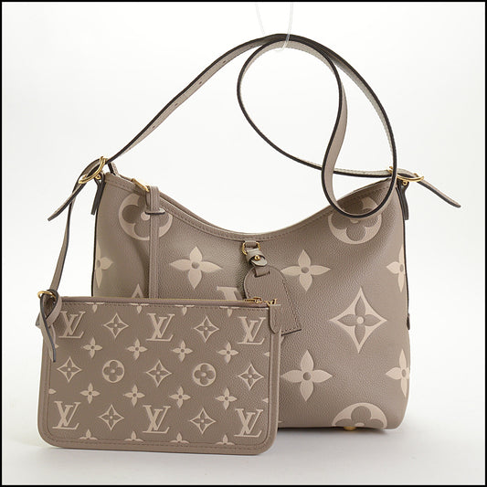 RDC14907 LOUIS VUITTON Bicolor Grey/Beige Monogram Empreinte Carryall PM