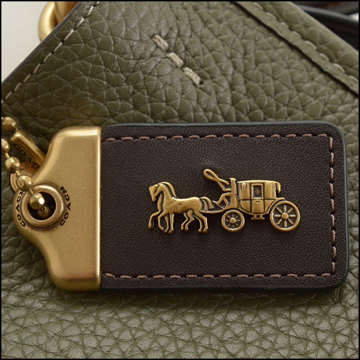 RDC15502 COACH Colorblock Olive Green Brown Glovetanned Leather Rogue 25 Bag