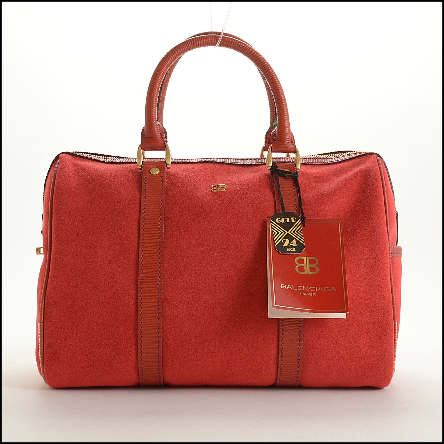 RDC15606 BALENCIAGA Vintage Red Ultrasuede Boston bag from Japan
