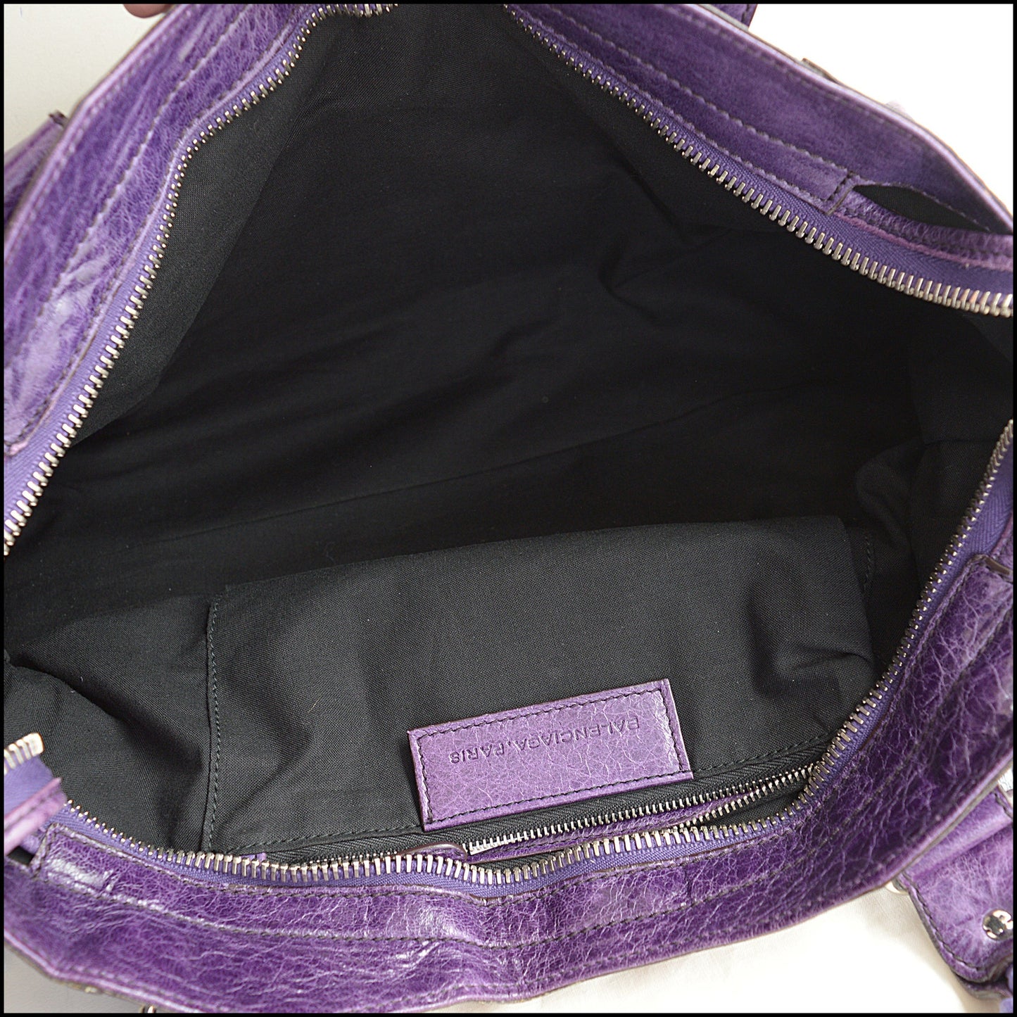 RDC14348 Authentic BALENCIAGA '07 Purple Lambskin Silver Giant HW Part Time Bag