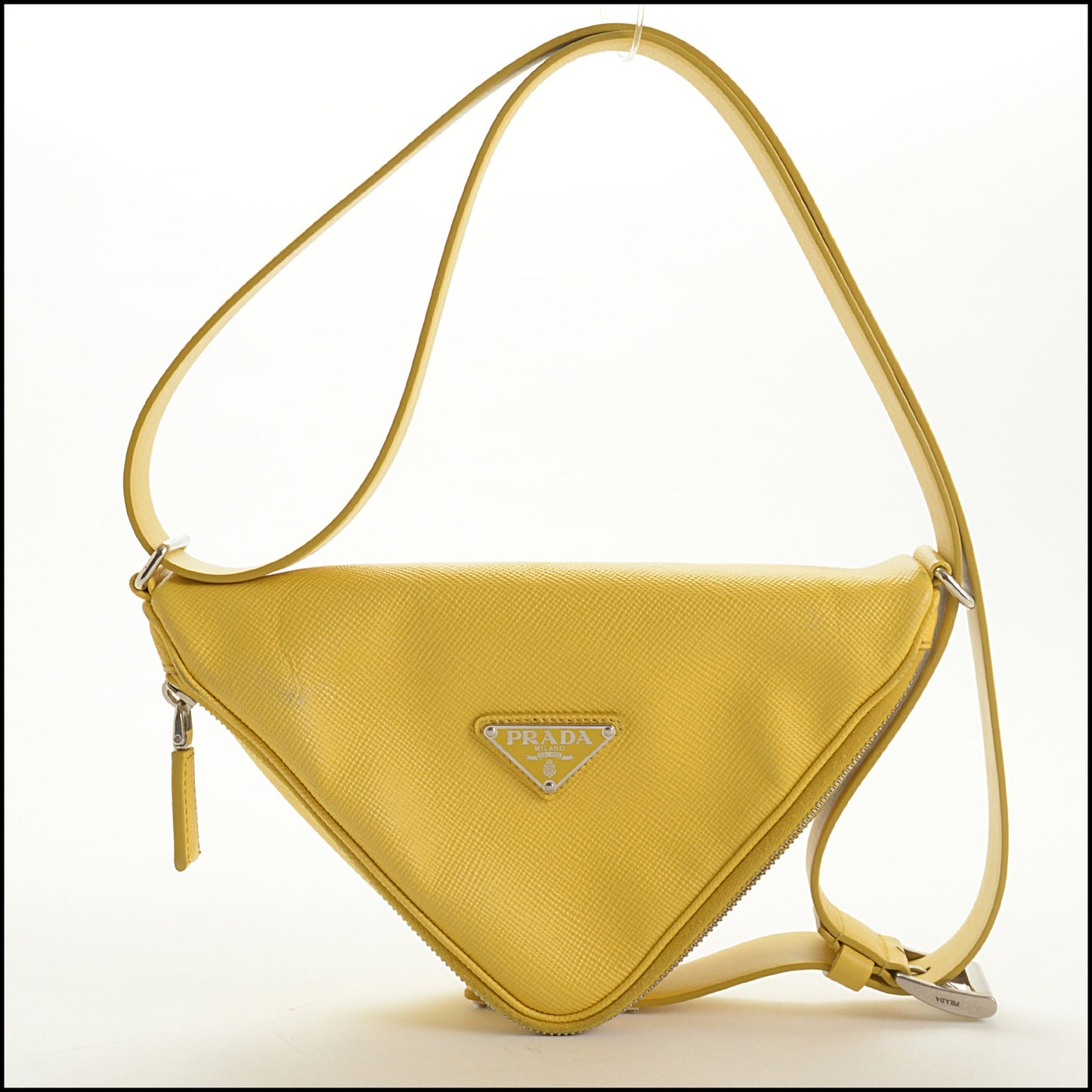 RDC15419 PRADA Yellow Saffiano Leather Triangle Belt Bag