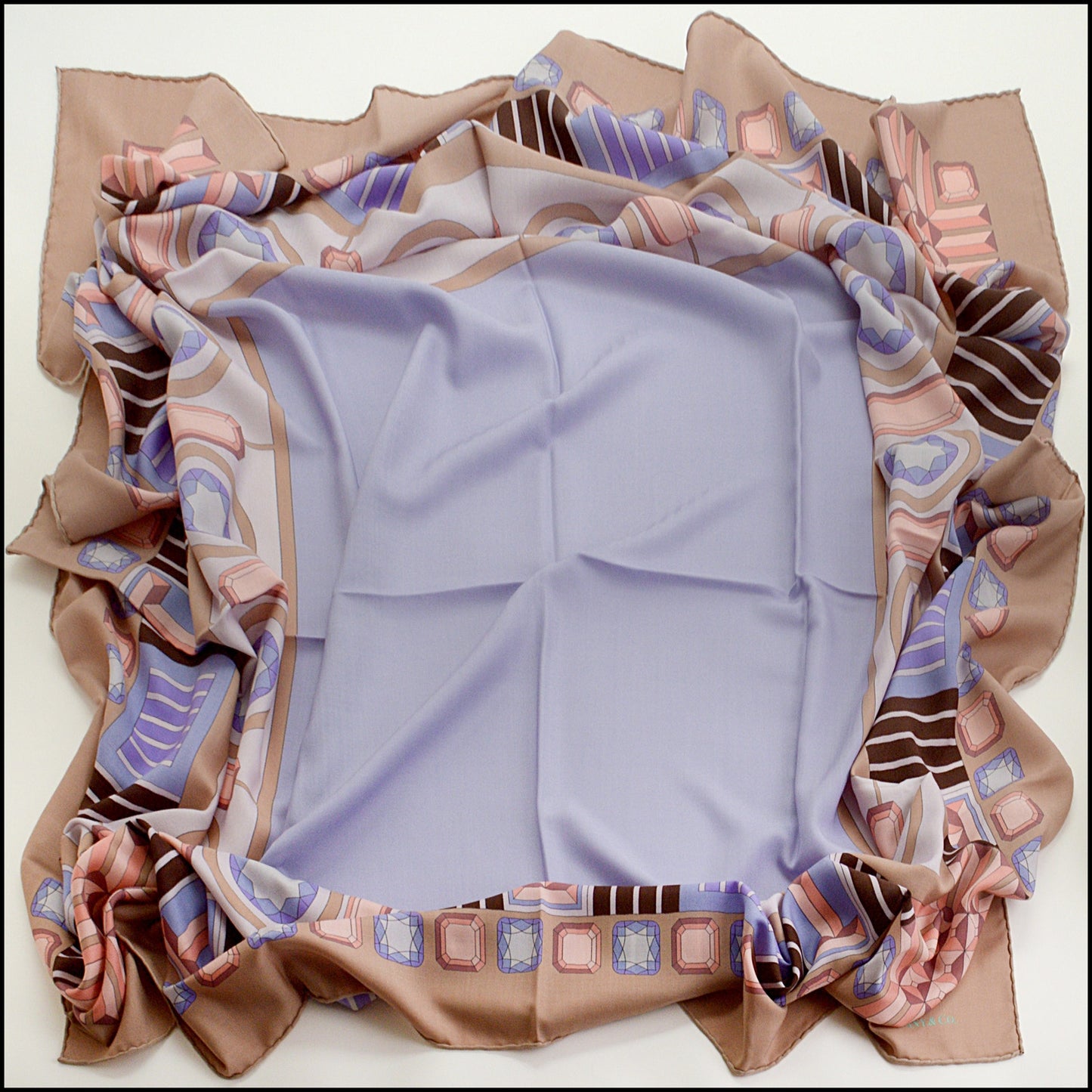 RDC15229 TIFFANY & CO. Lilac Gem Border Cashmere and Silk Stole 140cm