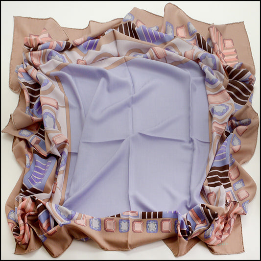 RDC15229 TIFFANY & CO. Lilac Gem Border Cashmere and Silk Stole 140cm