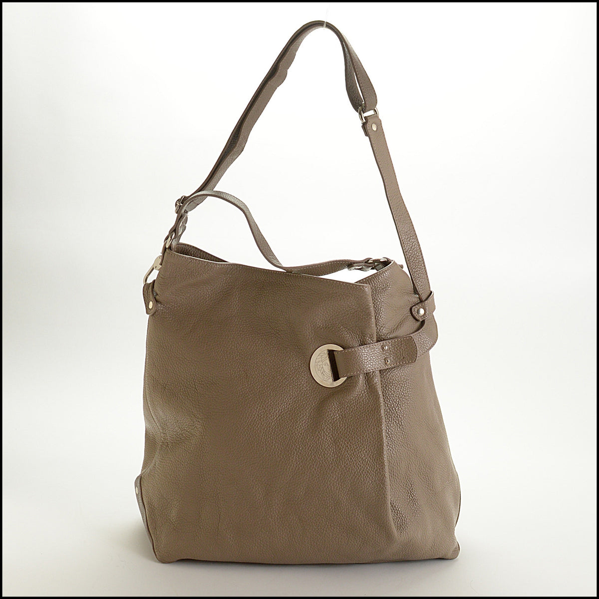 RDC15651 VERSACE COLLECTION Taupe Leather Bucket Crossbody/Hobo Bag