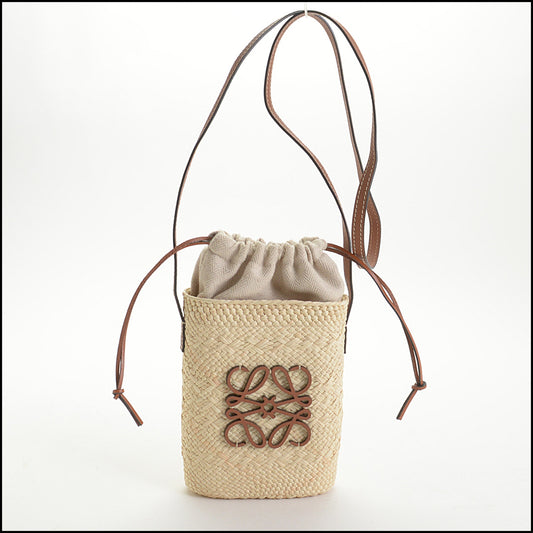 RDC14858 LOEWE Iraca Palm Natural Tan Square Pocket Bag