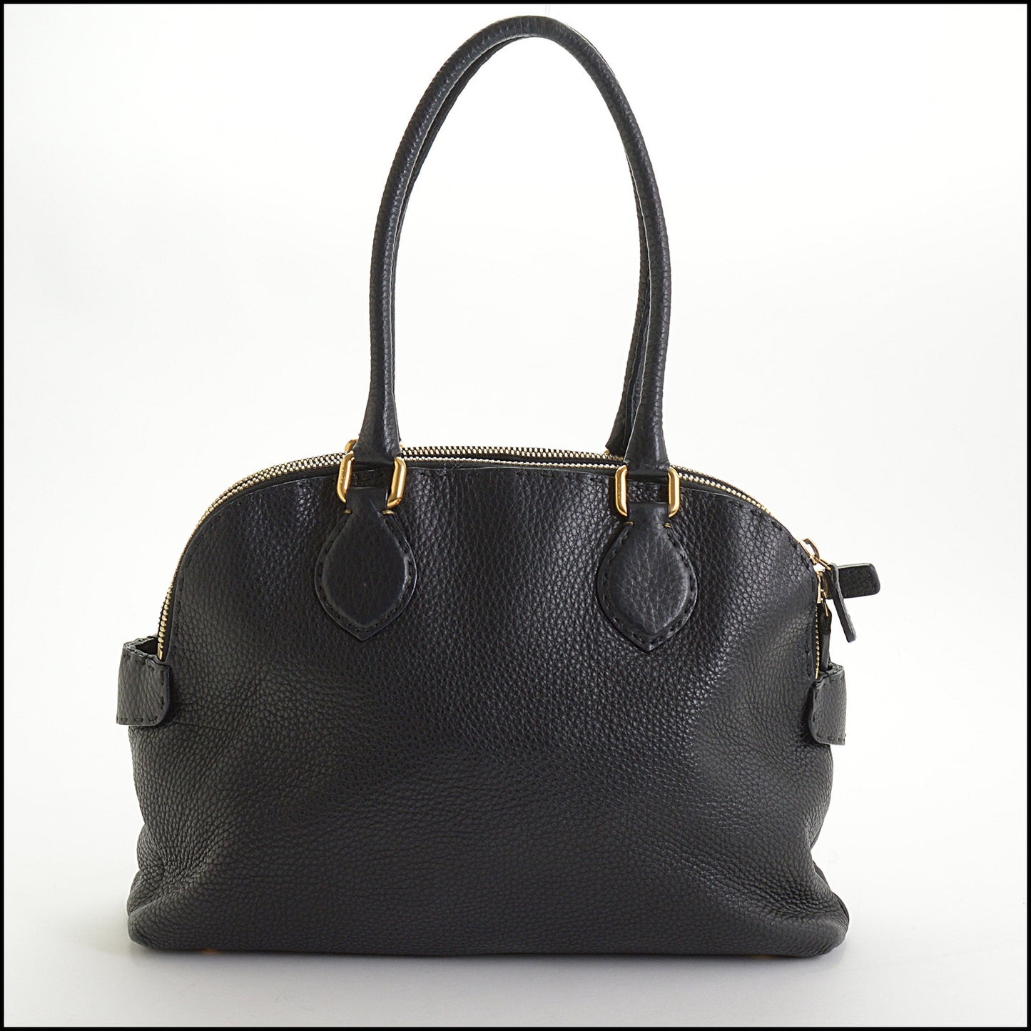 RDC14493 Fendi Selleria Black Pebbled Leather Dome Bag