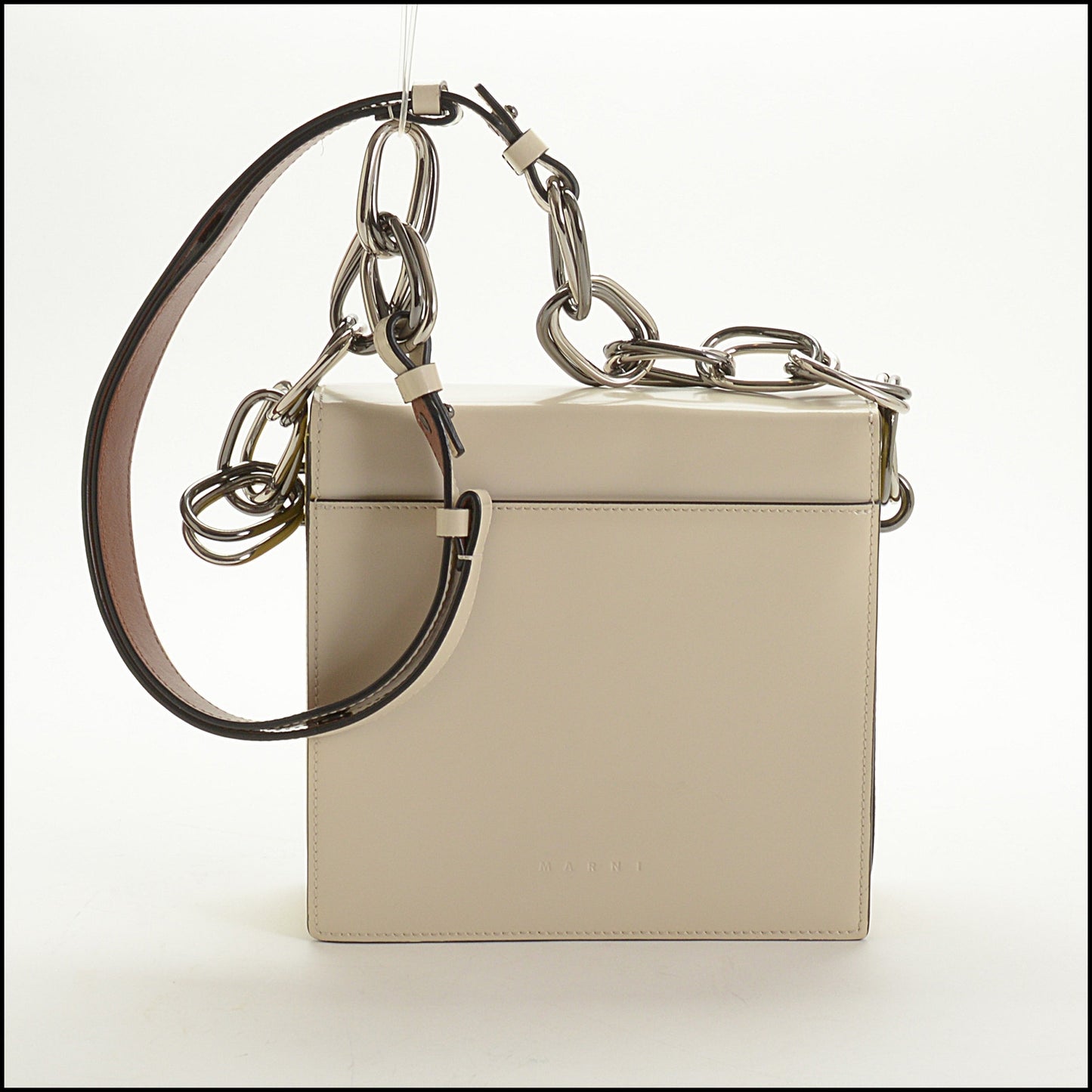 RDC15073 MARNI Yellow & Bone White Leather Caddy Trunk Bag