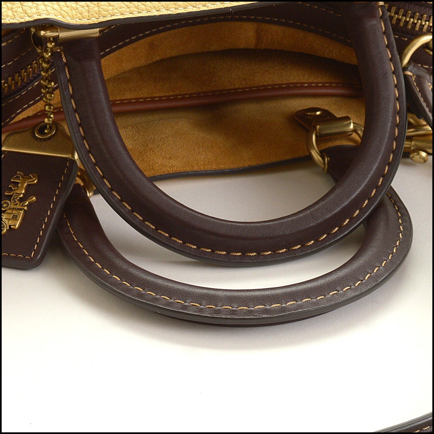 RDC15489 COACH Colorblock Brown/Yellow/Amber Glovetanned Pebbled and Regenerative Leather Rogue