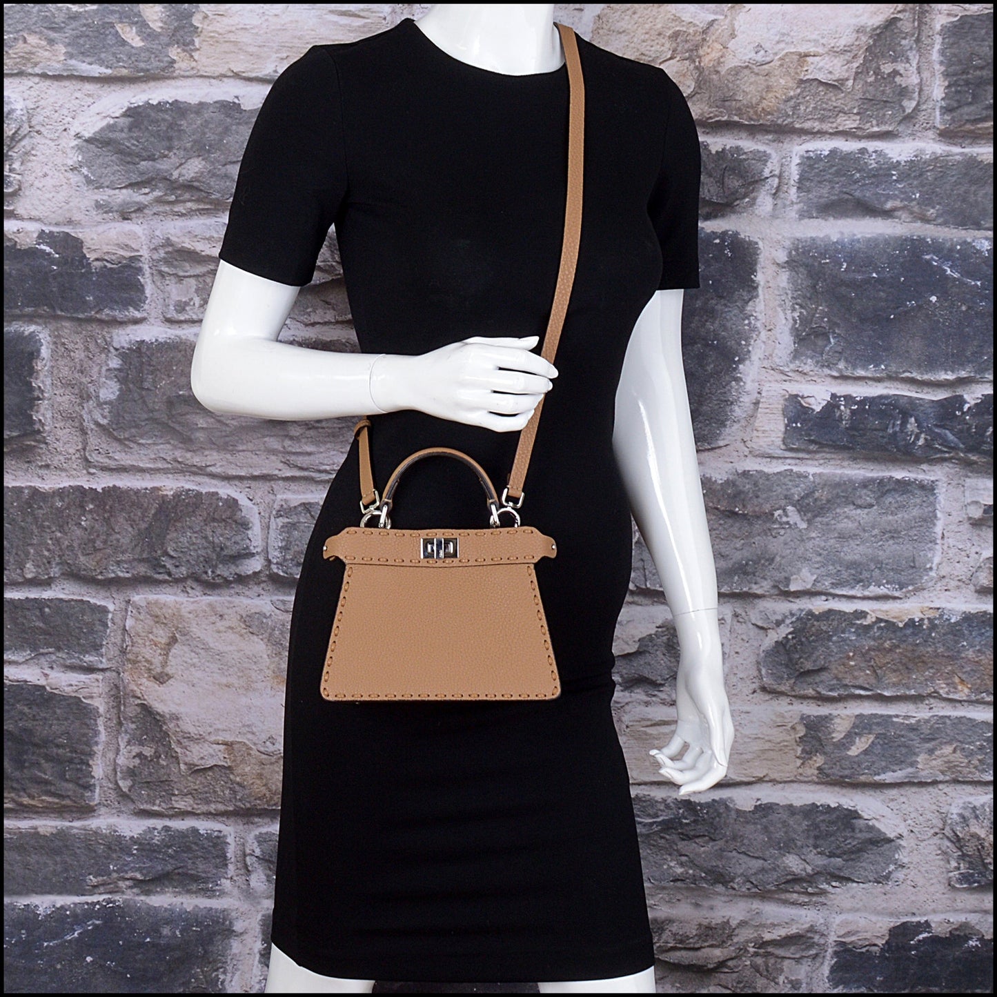 RDC14999 FENDI Selleria '24 Cappucino Calfskin Petite Peekaboo bag