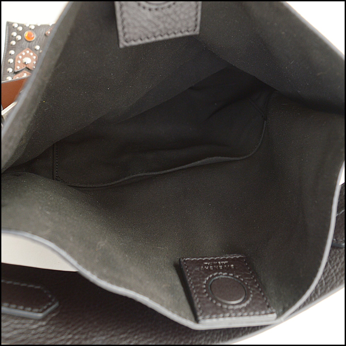 RDC14982 GIVENCHY Black/Brown Studded Fold-Over Clutch Shoulder Bag