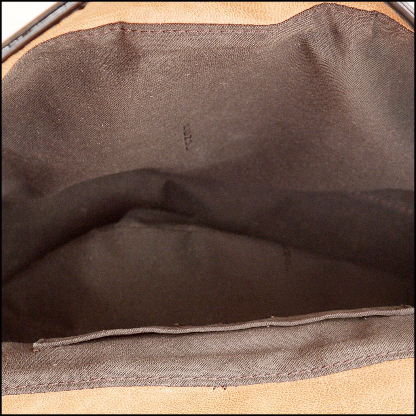 RDC15596 FENDI Black Patent / Saddle Brown Leather B-Bag Flap