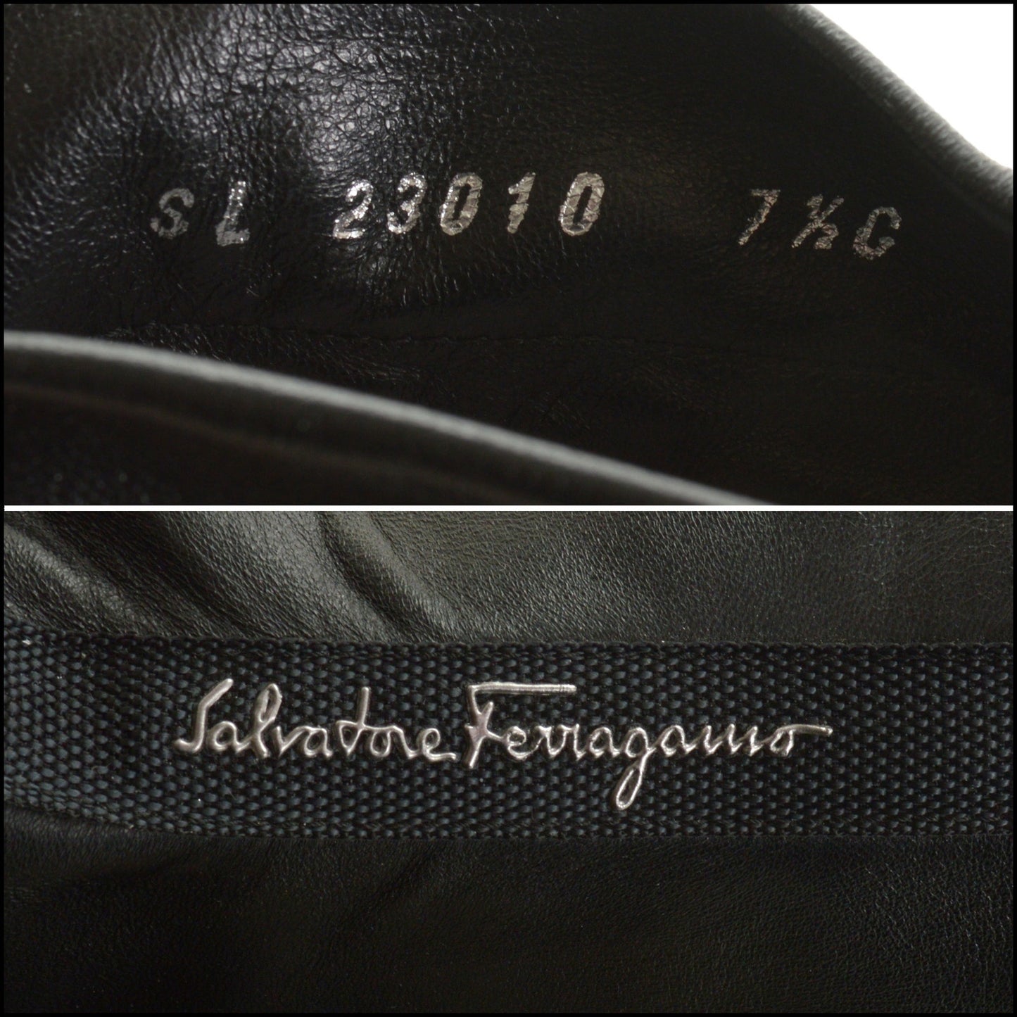 RDC15076 SALVATORE FERRAGAMO Black Nappa Leather Ankle Boots size 7.5 C