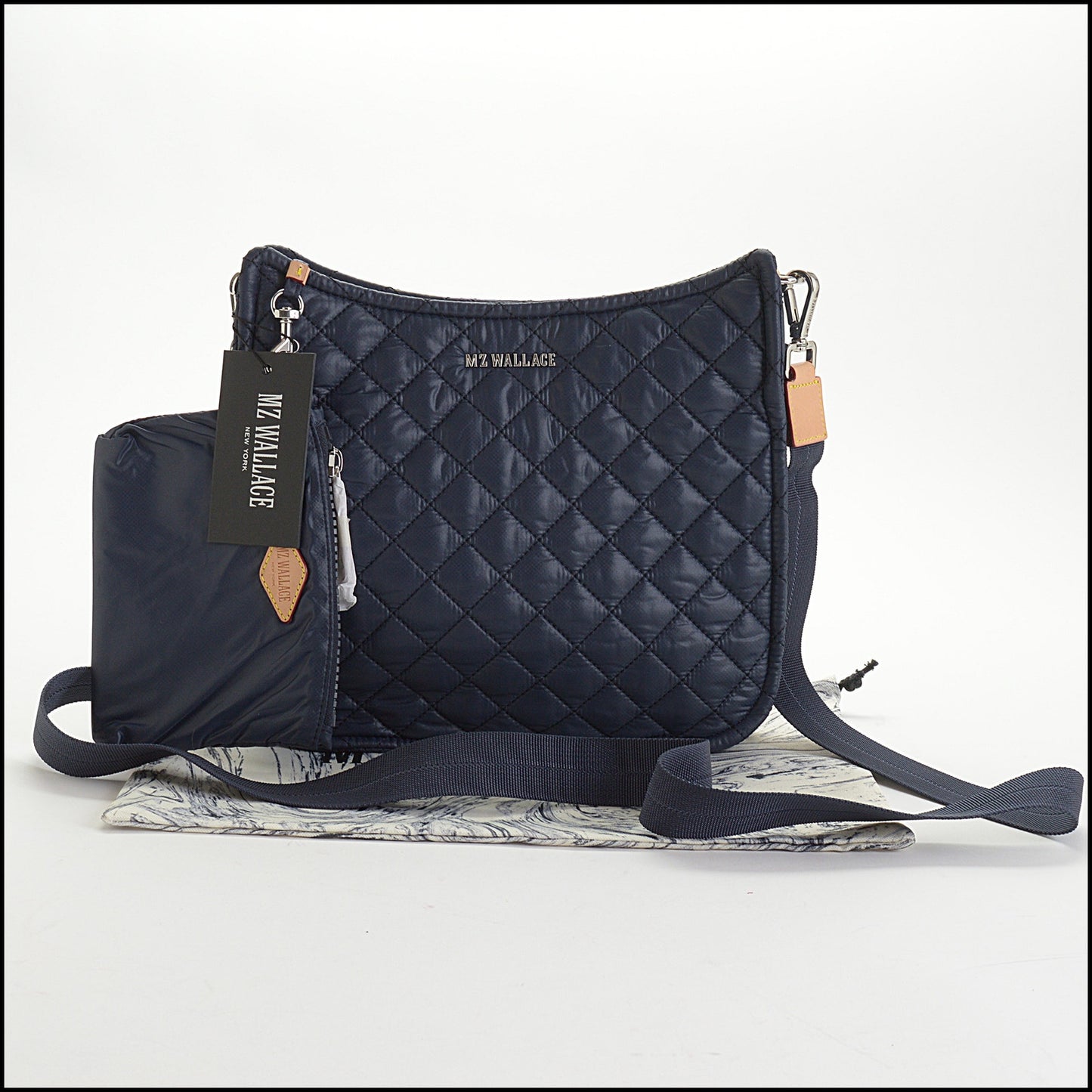 RDC14498 MZ Wallace Navy Quilted Nylon Metro Box Crossbody