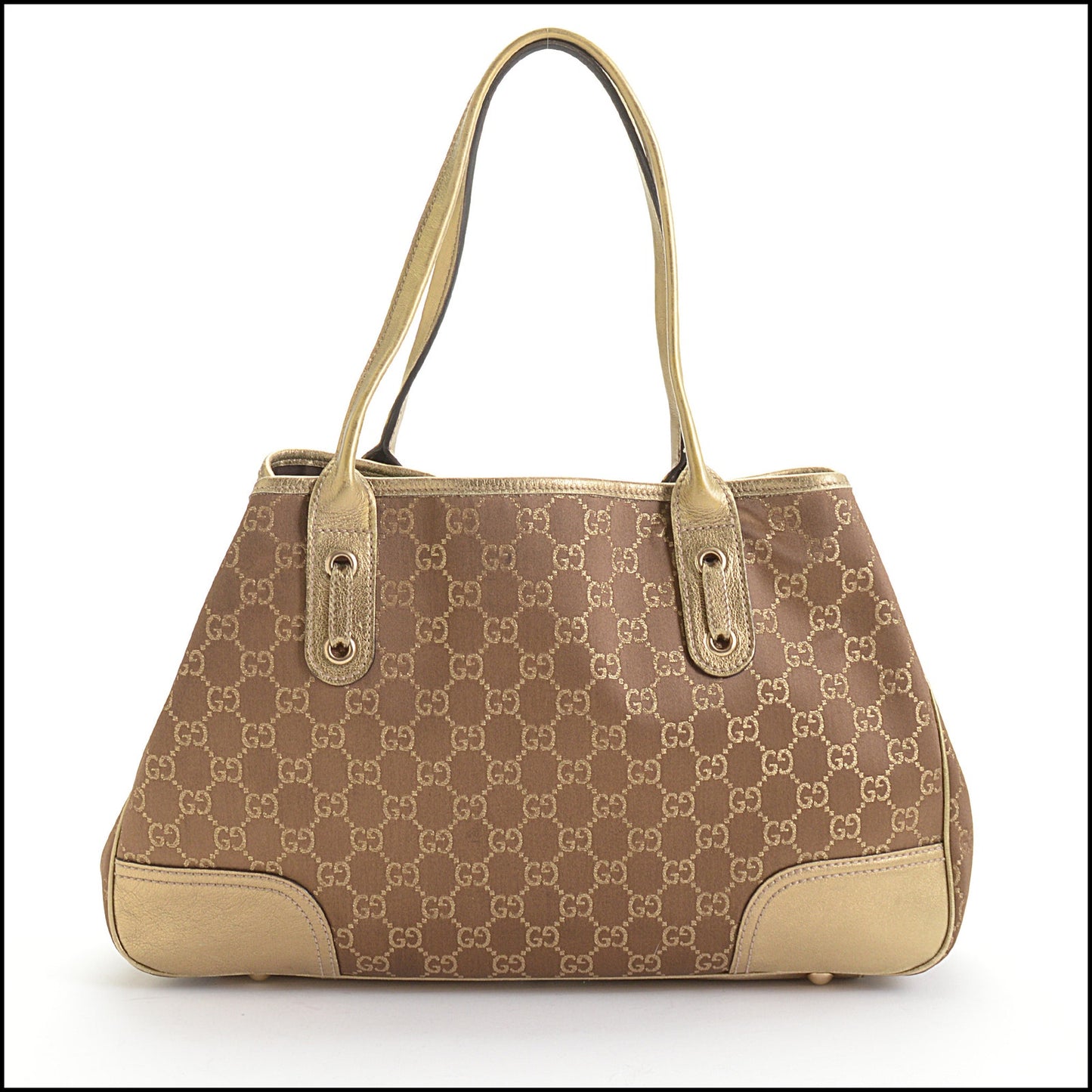 RDC14153 Authentic GUCCI GG Canvas Brown/Gold Princy Tote Bag