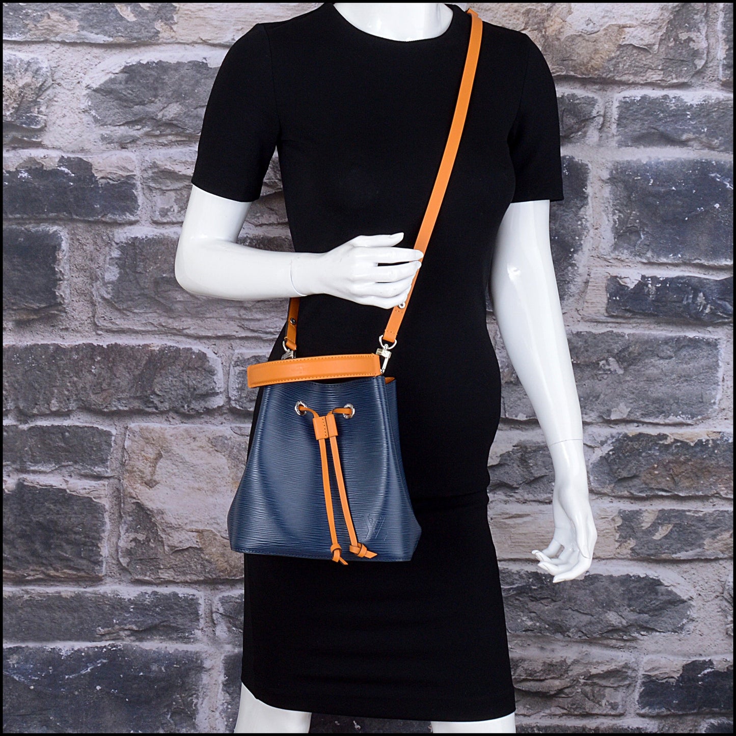 RDC14704 LOUIS VUITTON Indigo Blue Epi & Safran Orange Leather NeoNoe BB Crossbody Bag