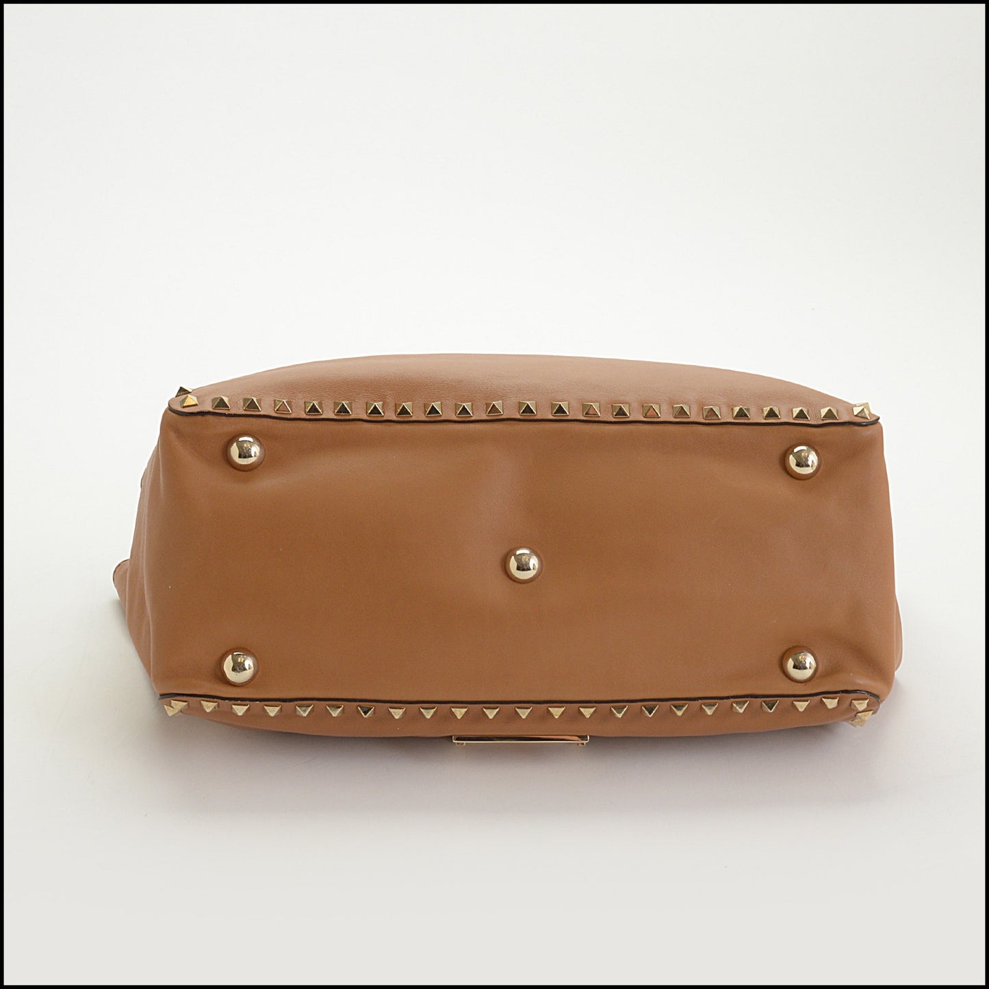 RDC14548 VALENTINO GARAVANI Tan Leather Rockstud Tote Bag