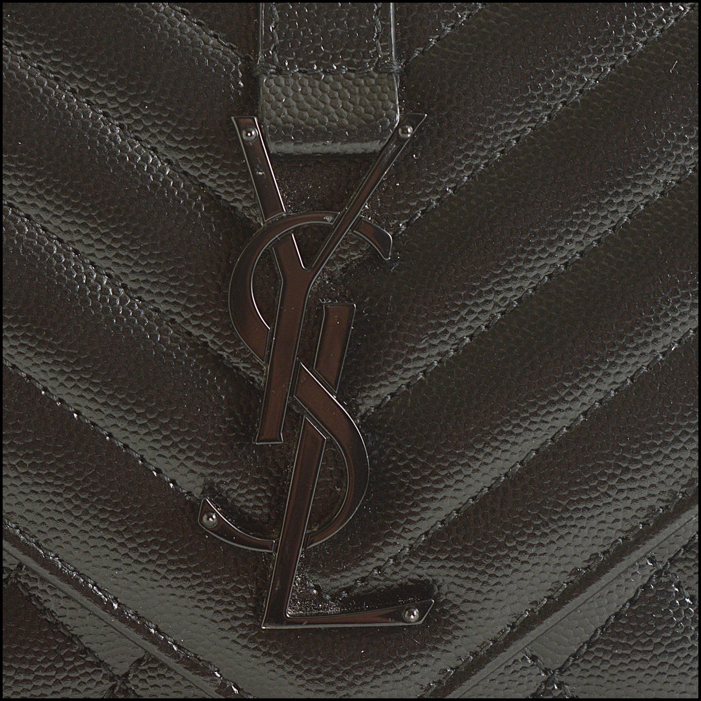 RDC15411 SAINT LAURENT Black Grain de Poudre Quilted Envelope Bag Medium